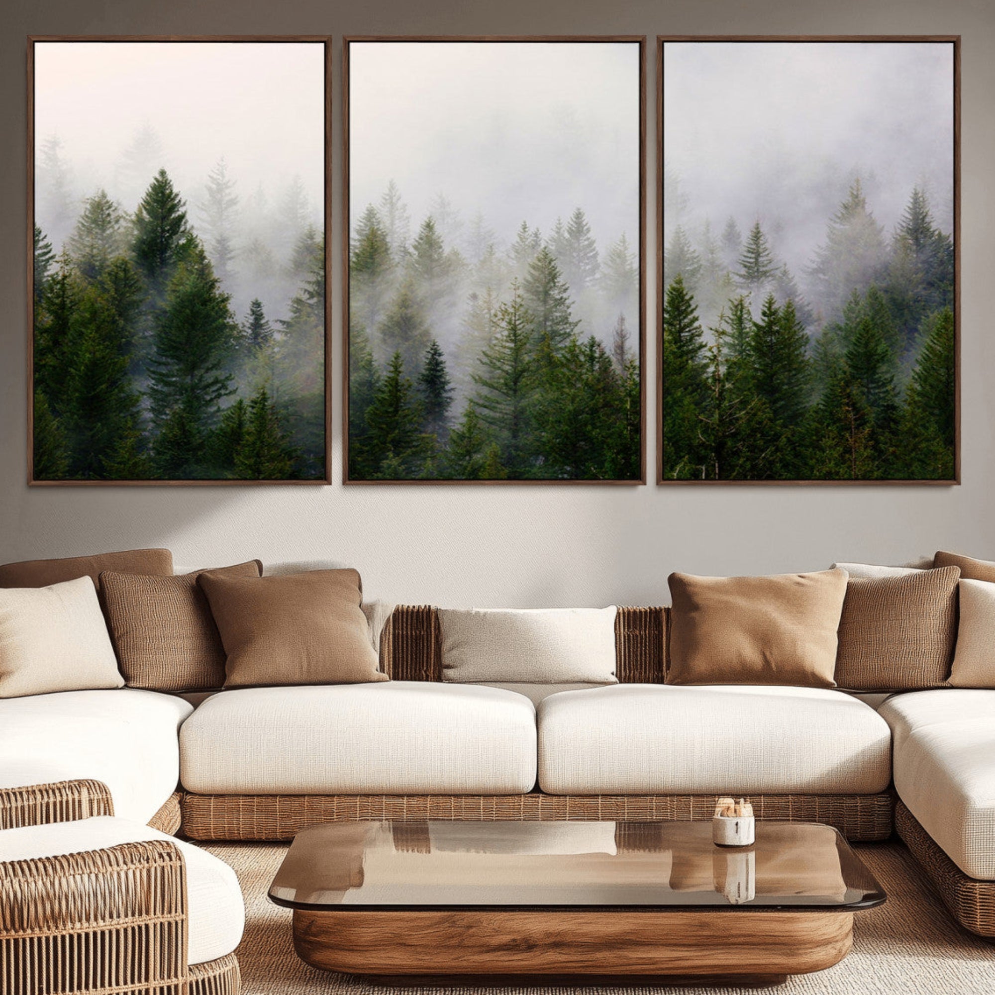 11436-MGV-CV-36X24-Forest Wall Art Canvas Print | Foggy Forest Wall Art | Pine Wood Forest Print