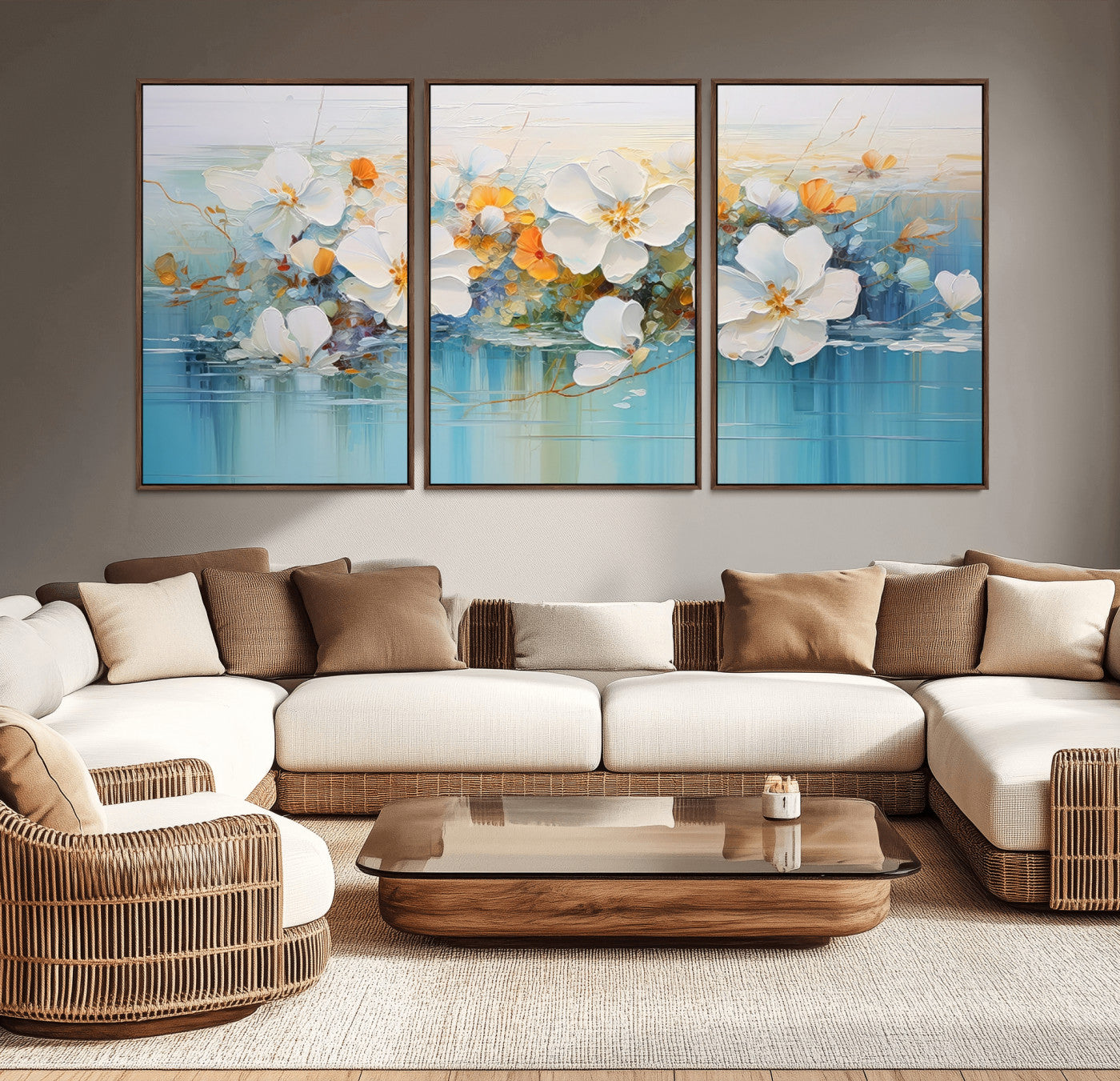 MGV-FC-60X30-3P - Abstract Flower Wall Art Canvas Print