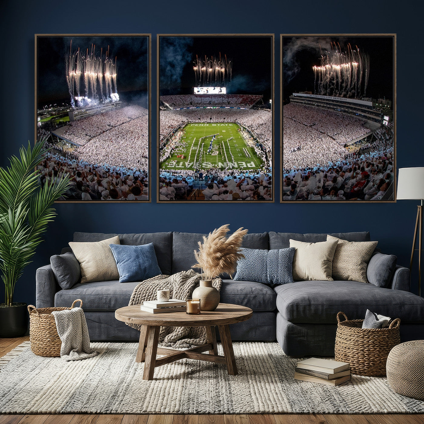 11391-MGV-CV-36X24 - Penn State Football Wall Art Canvas Print – Framed Stadium Game Day Sports Team Spirit Artwork for Home, Office