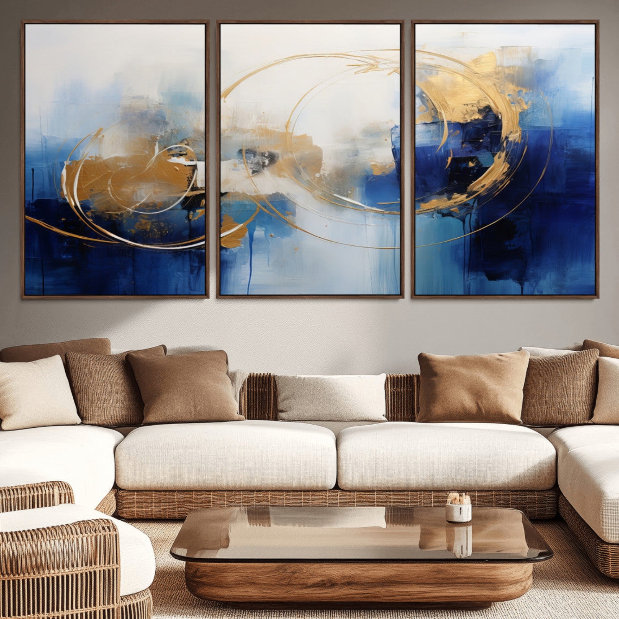 52314-MGV-CV-36X24-Navy Blue Abstract Wall Art Canvas Print