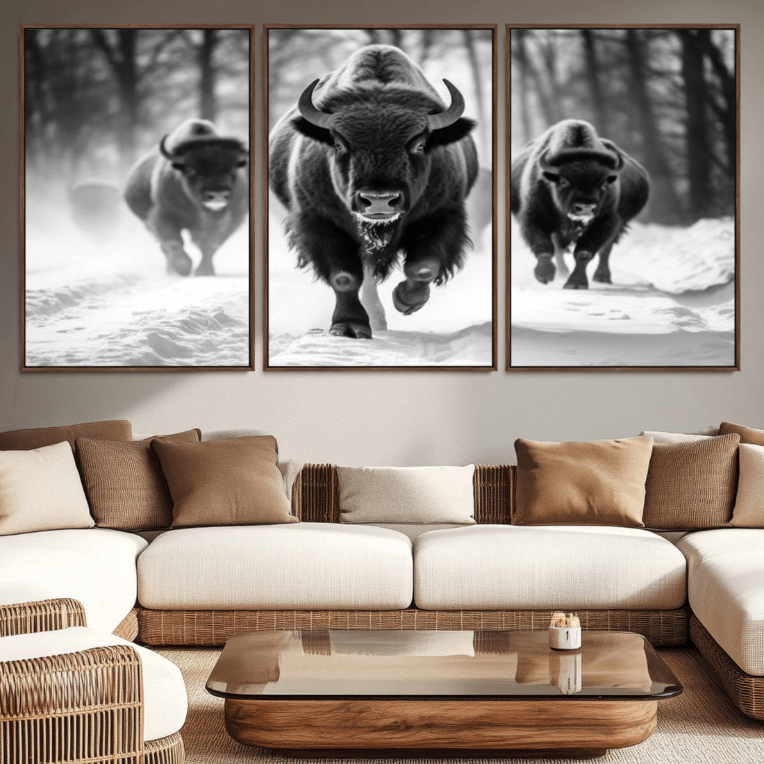 Buffalo Wall Art Canvas Print, Bison Family Wall Art Canvas Print