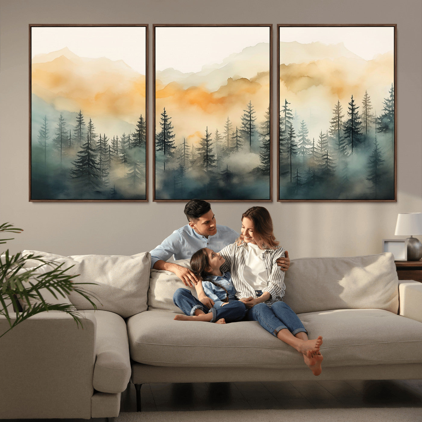 34155-MGV-CV-36X24-Abstract Forest Print - Mountain Wall Art | Autumn Landscape Canvas Print for Living Room, Bedroom, or Office | Large Wall Art Decor