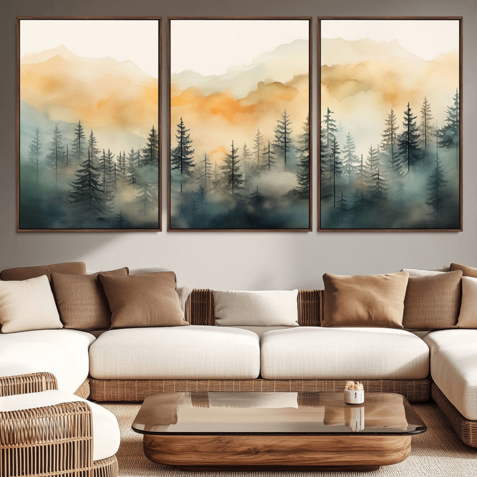 34155-MGV-CV-36X24-Abstract Forest Print - Mountain Wall Art | Autumn Landscape Canvas Print for Living Room, Bedroom,