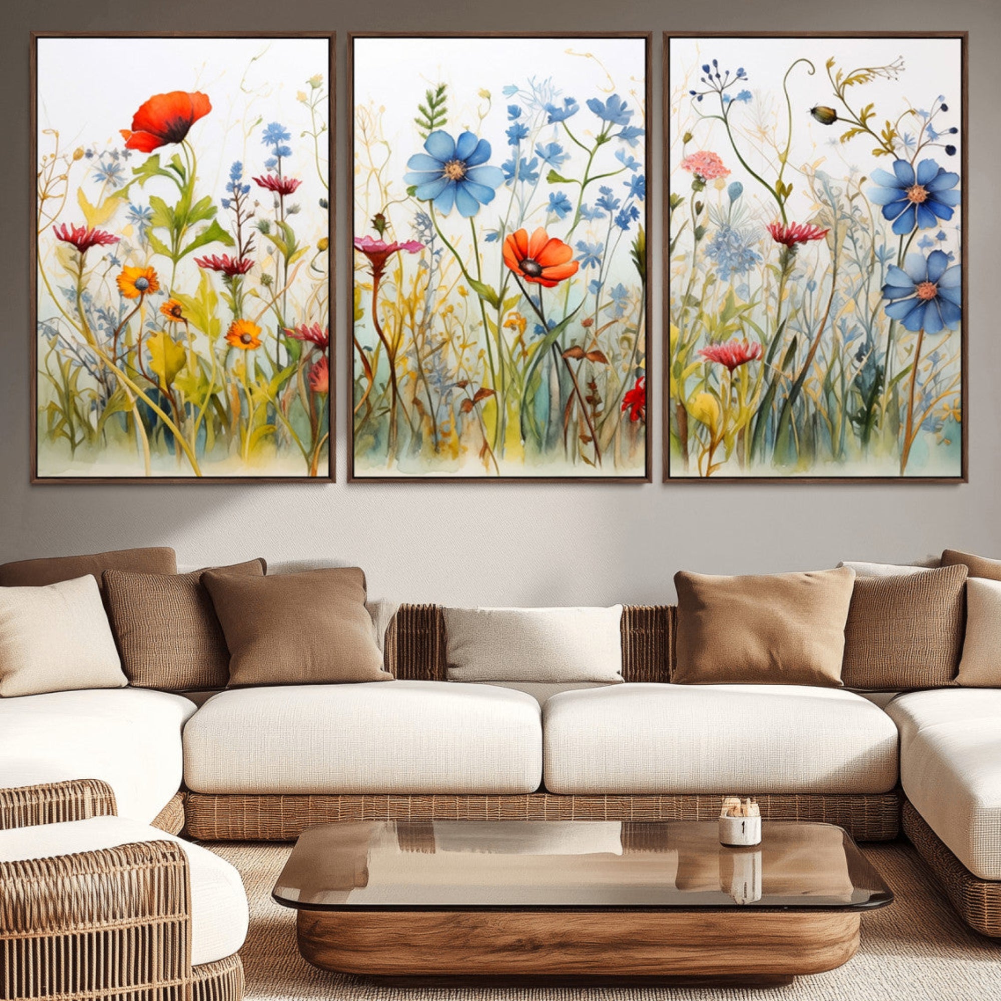 45019-MGV-CV-36X24-Colorful Wildflower Canvas Wall Art - Vibrant Floral Botanical Print, Bright Nature Decor for Living
