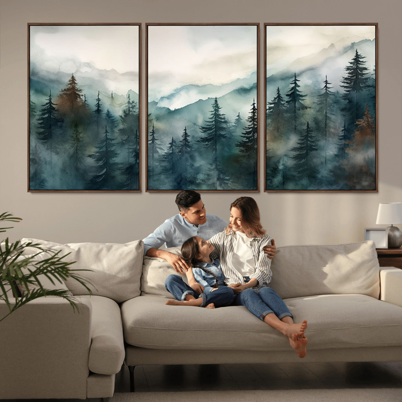 48468-MGV-CV-36X24-Serenity Forest Wall Art Canvas | Foggy Mountain Landscape Canvas Print for Living Room or Office | Nature-Inspired Woodland Decor