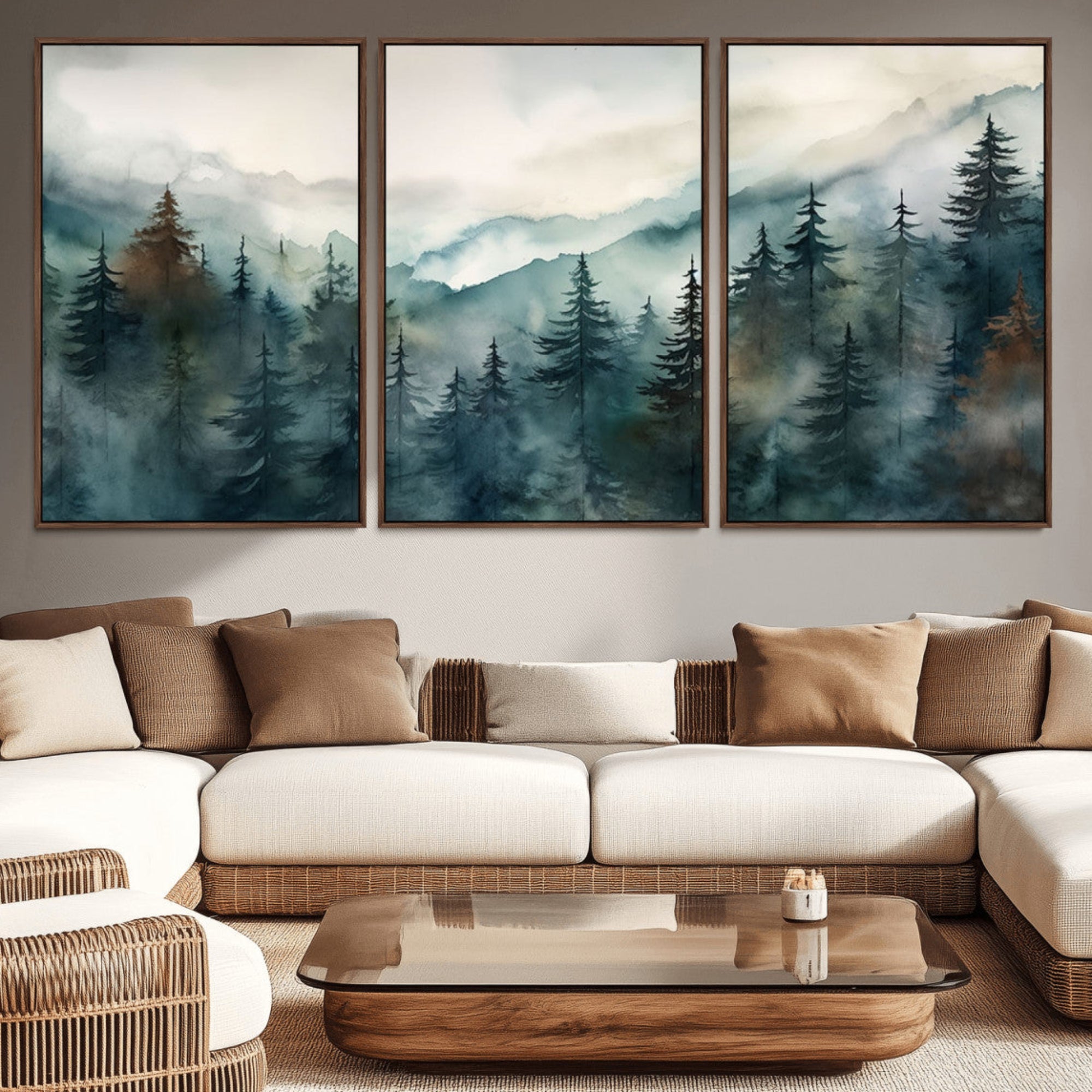 48468-MGV-CV-36X24-Serenity Forest Wall Art Canvas | Foggy Mountain Landscape Canvas Print for Living Room or Office |