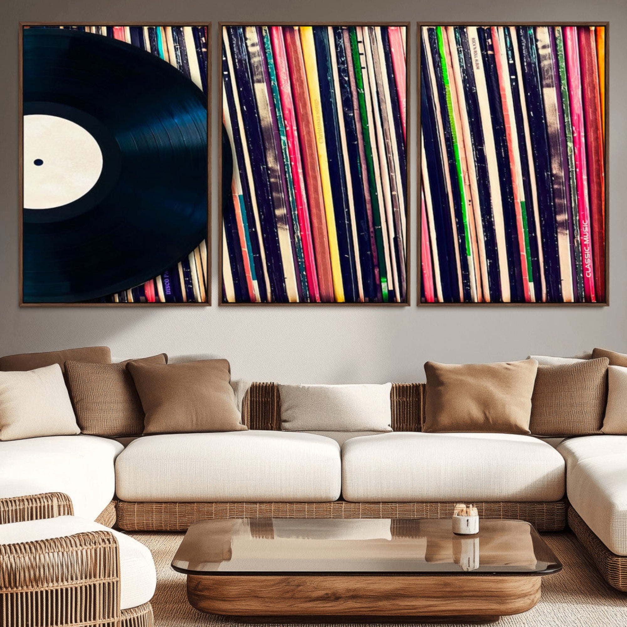 45029-MGV-CV-36X24-Vinyl Record and Album Collection Canvas Wall Art - Retro Music Decor, Vintage Vinyl, Vinyl Record