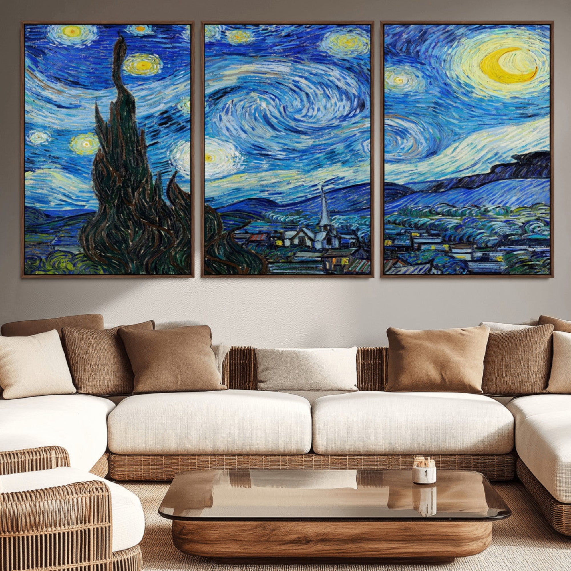 39177-MGV-CV-36X24-Vincent Van Gogh The Starry Night Abstract Wall Art Canvas Print