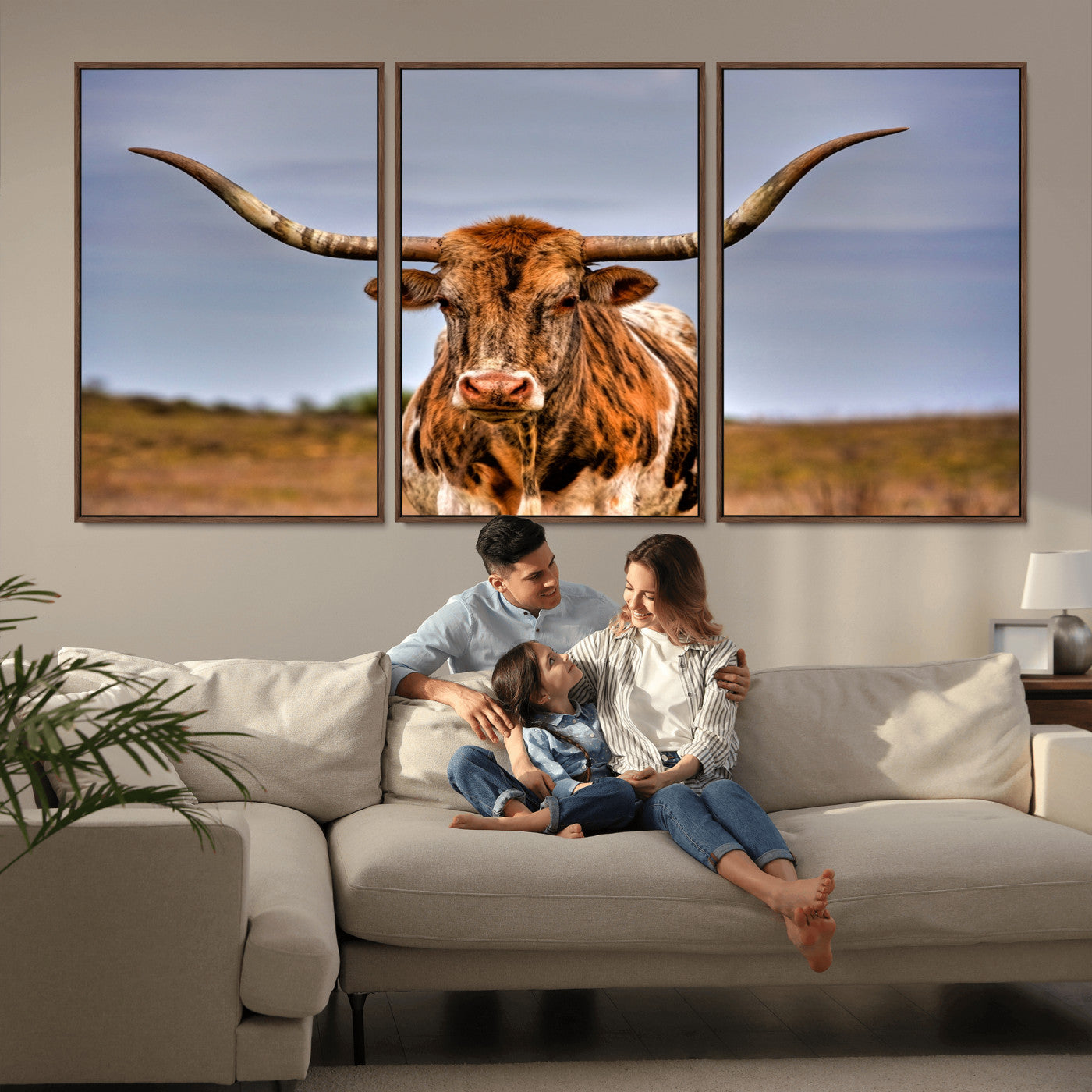 MGV-FC-60X30-3P - Texas Longhorn Wall Art Print