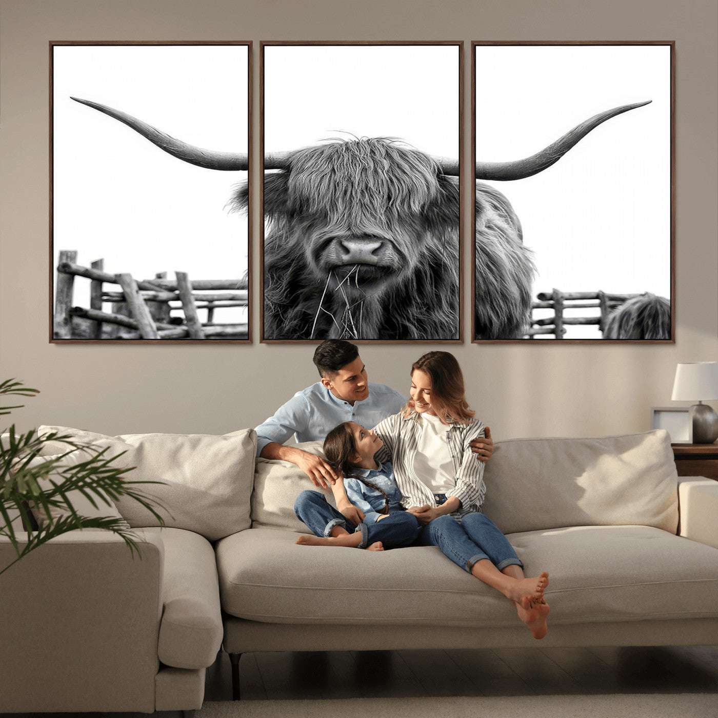 MGV-FC-60X30-3P - Longhorn Canvas Print, Bighorn Cow Wall Art Canvas Print