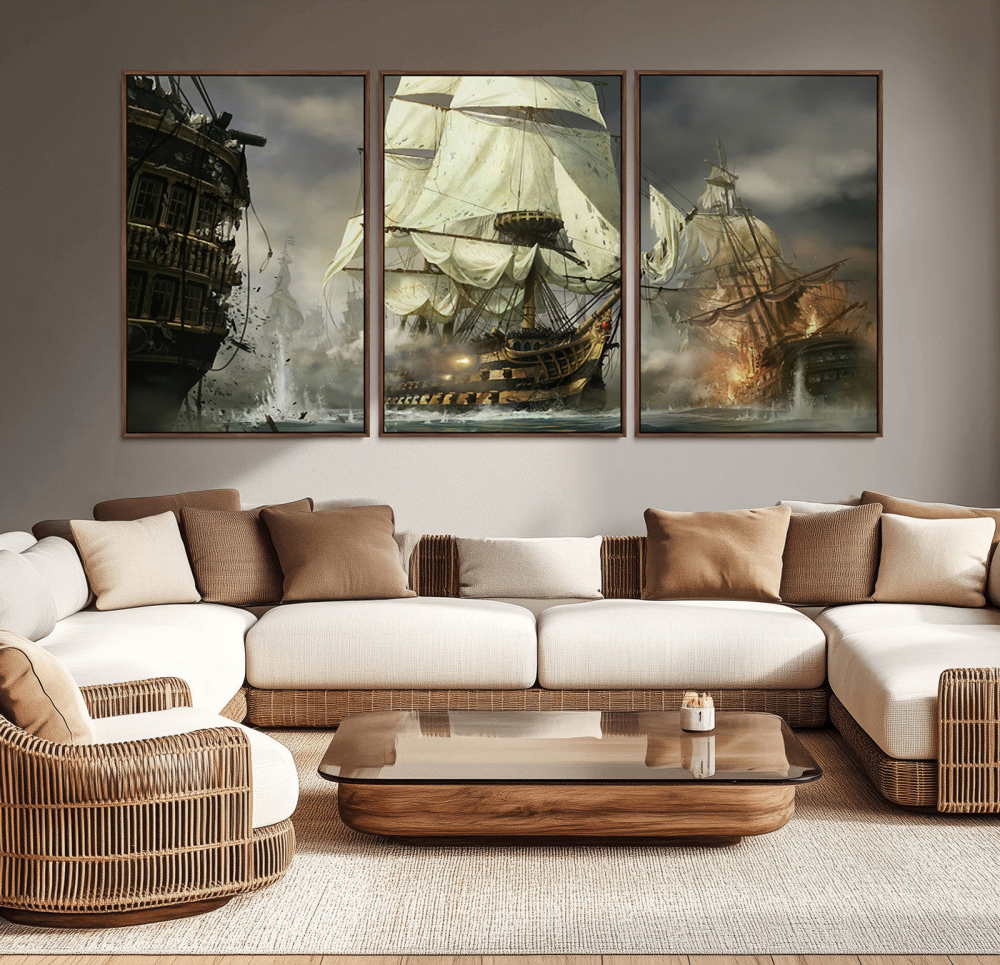 MGV-FC-60X30-3P - Pirate Ship War Wall Art Canvas Print