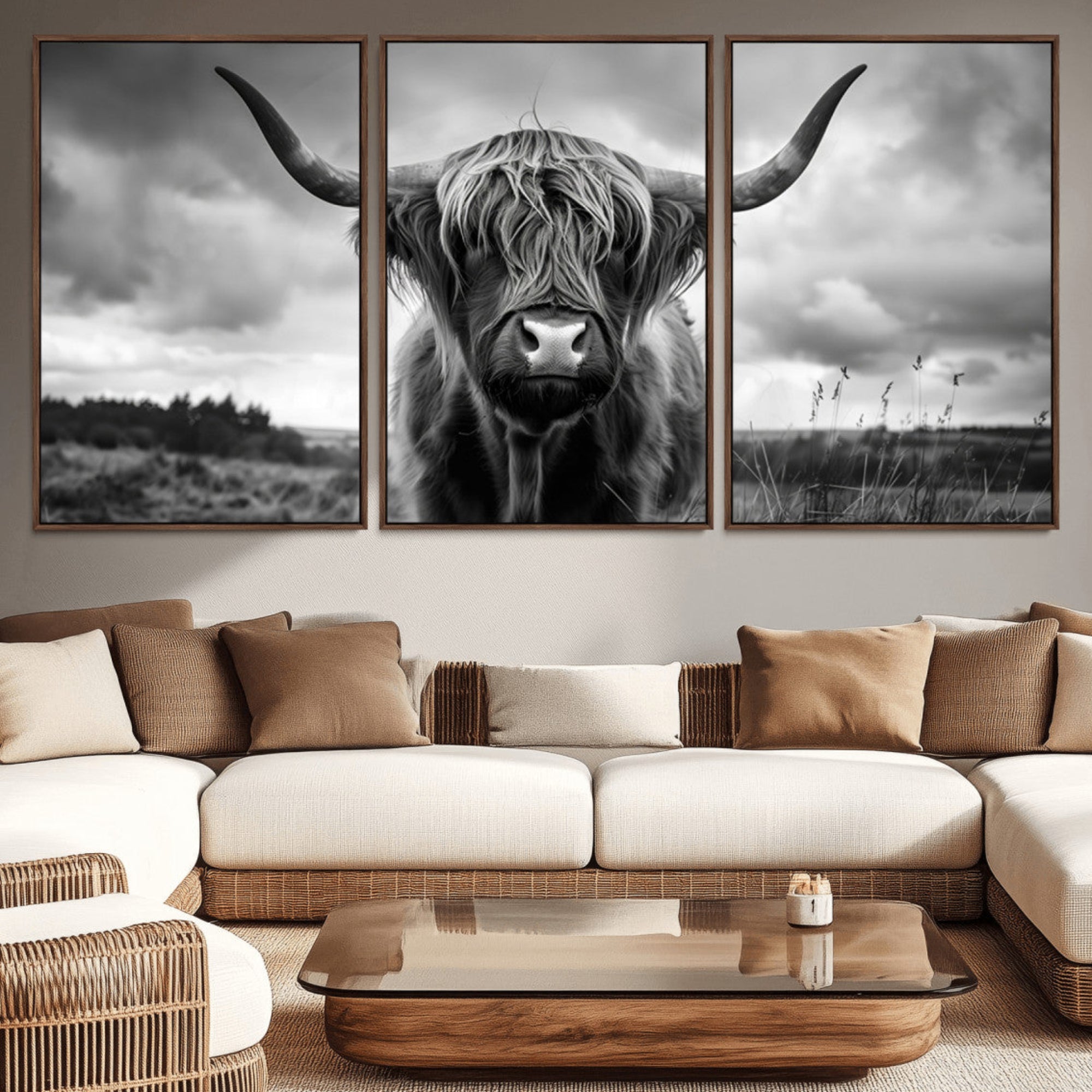 17924-MGV-CV-36X24-Scottish Cow Wall Art Canvas Print | Longhorn Wall Art | Bighorn Animal Wall Art