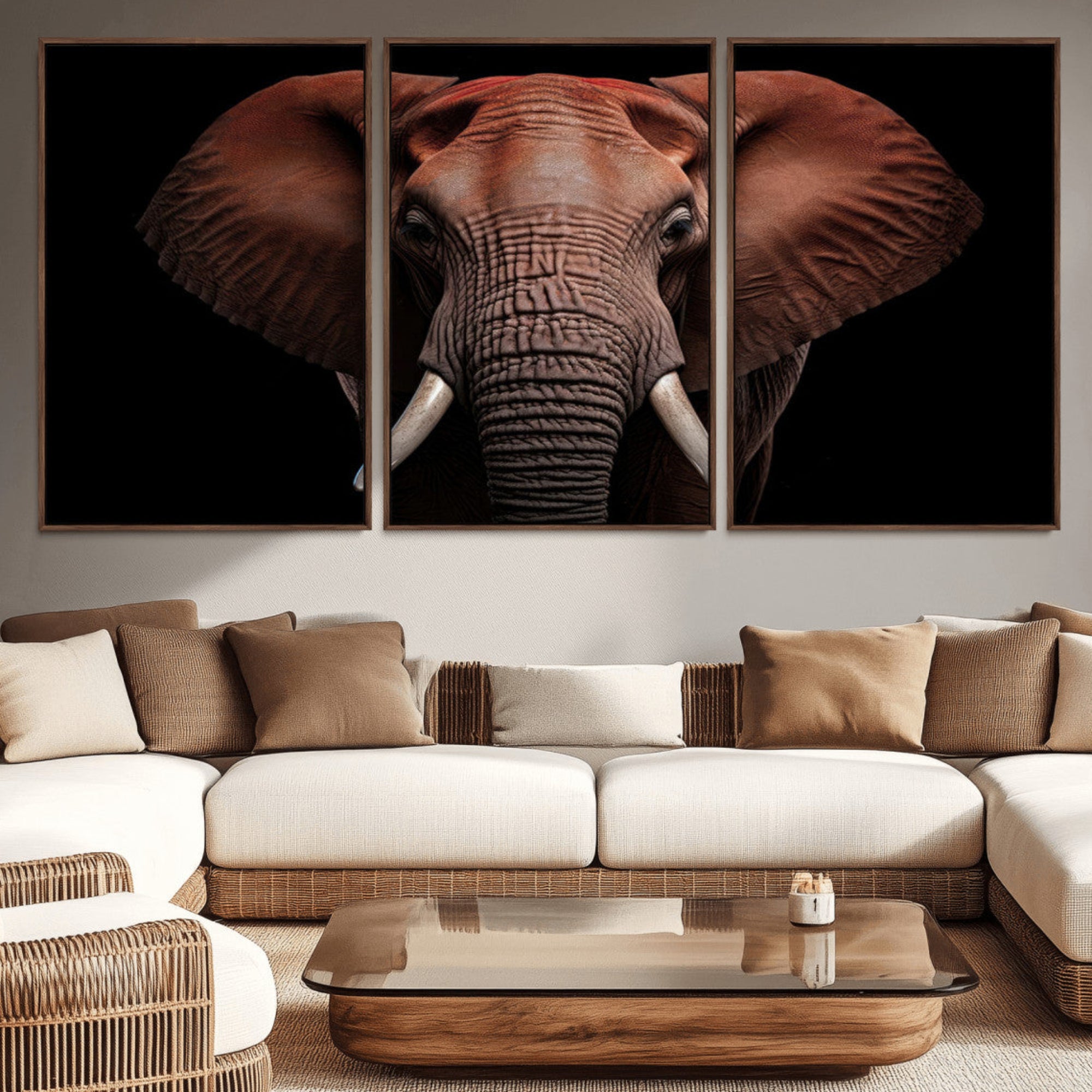 21941-MGV-CV-36X24-Wild Elephant Wall Art Canvas Print, Africa Savannah Wild Animal Wall Decor Print