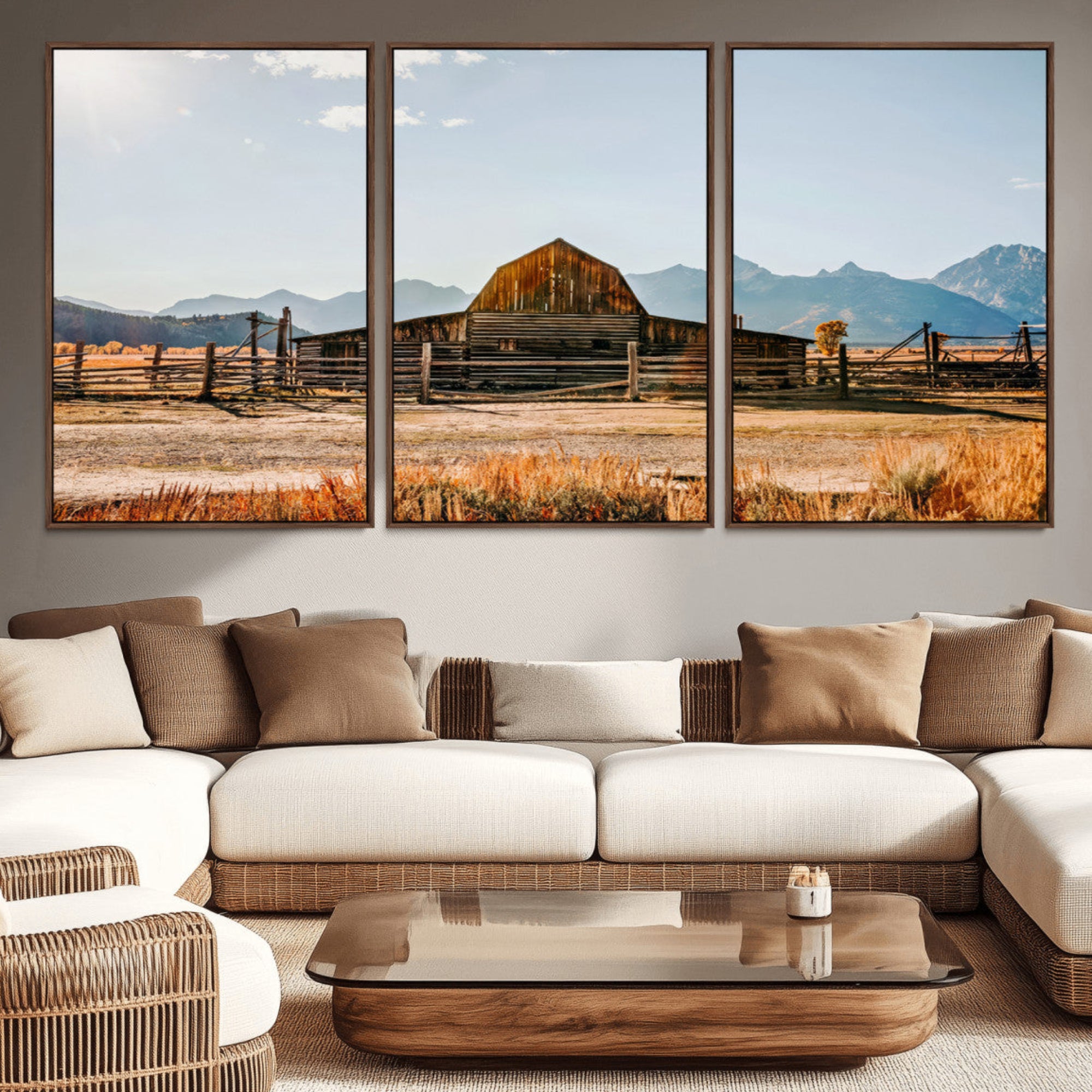 26513-MGV-CV-36X24-Vintage Old Barn Field Wall Art Canvas Print for Farmhouse Decor - Rustic Barn Wall Art Canvas Print
