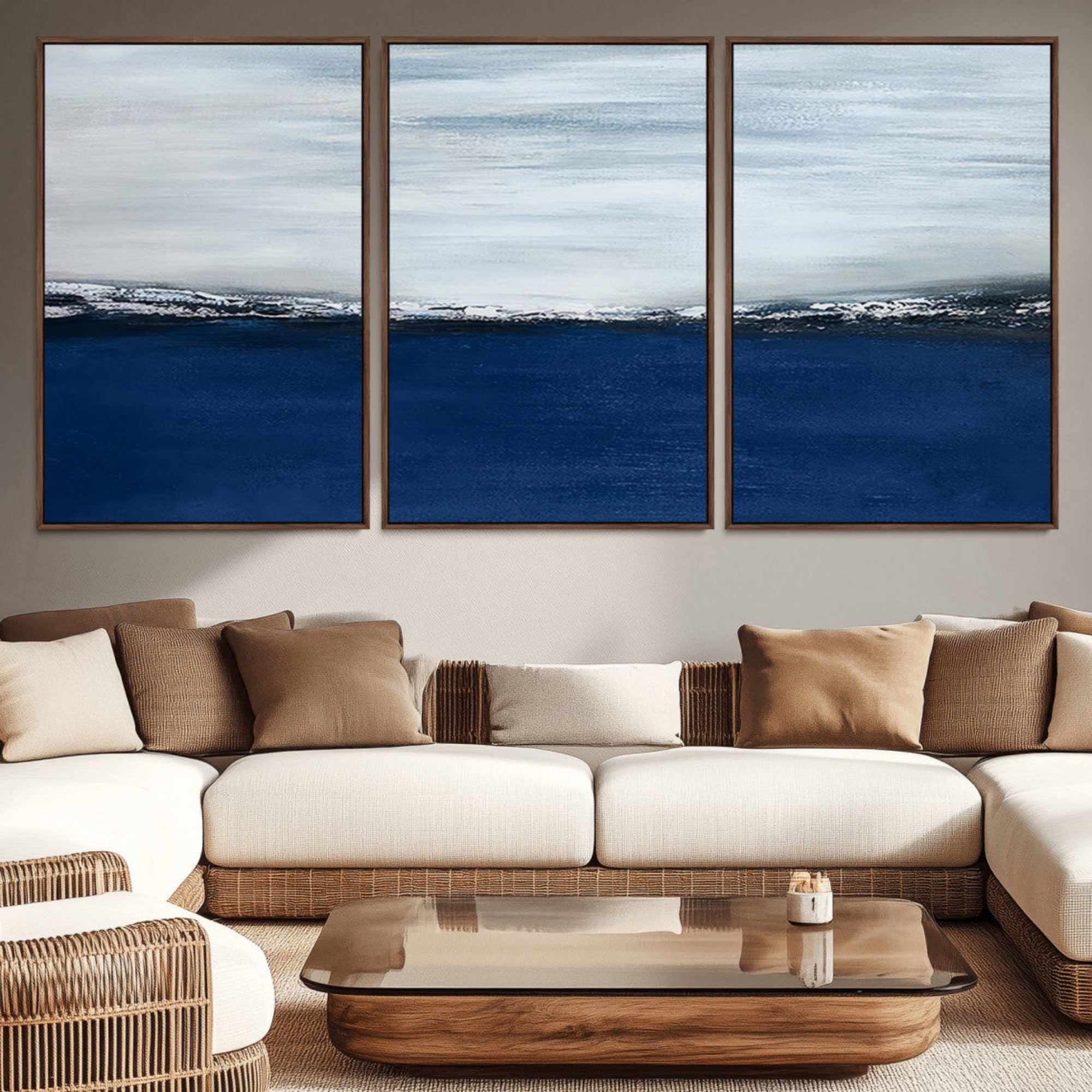 62197-MGV-CV-36X24-Navy Blue Abstract Wall Art Canvas Print