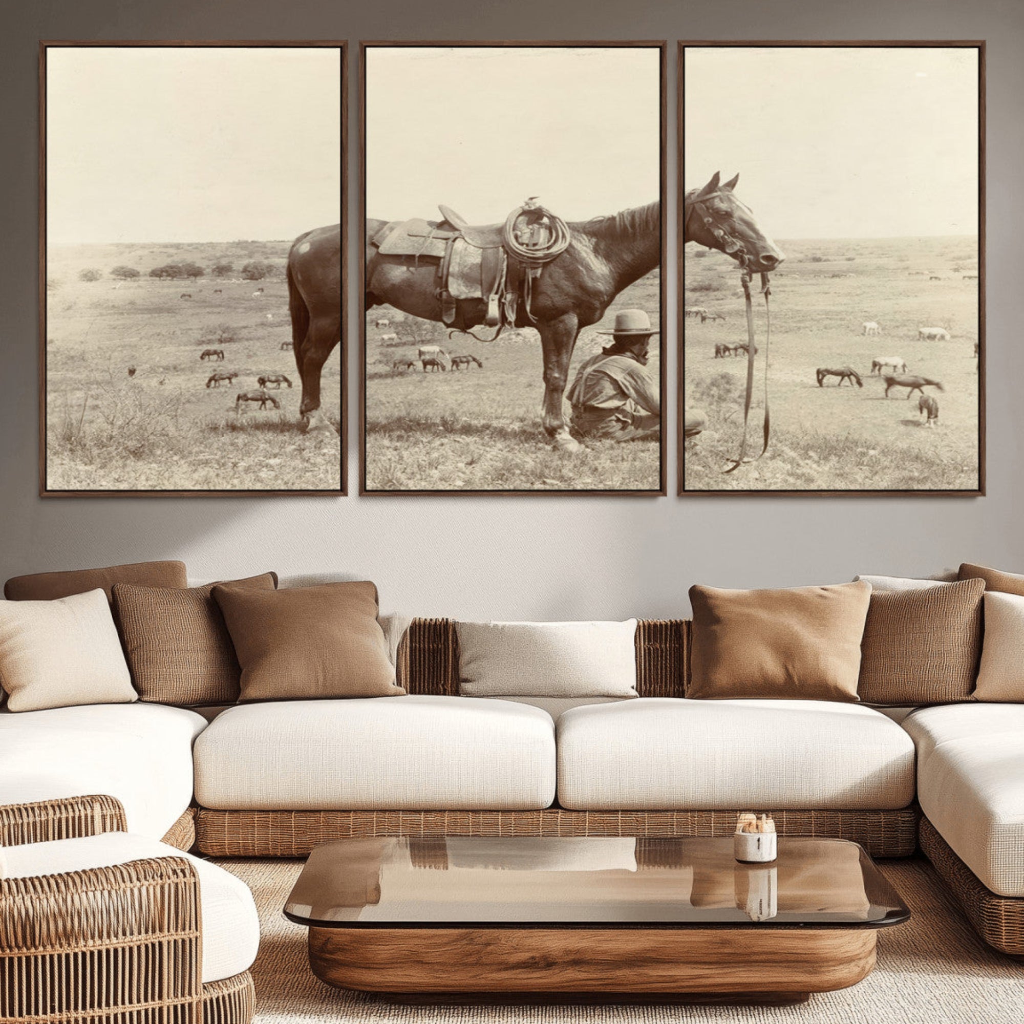 65028-MGV-CV-36X24-Cowboy Wall Art - Western Horse Canvas Print - Vintage Western Wall Art Canvas Print, Ready to Hang