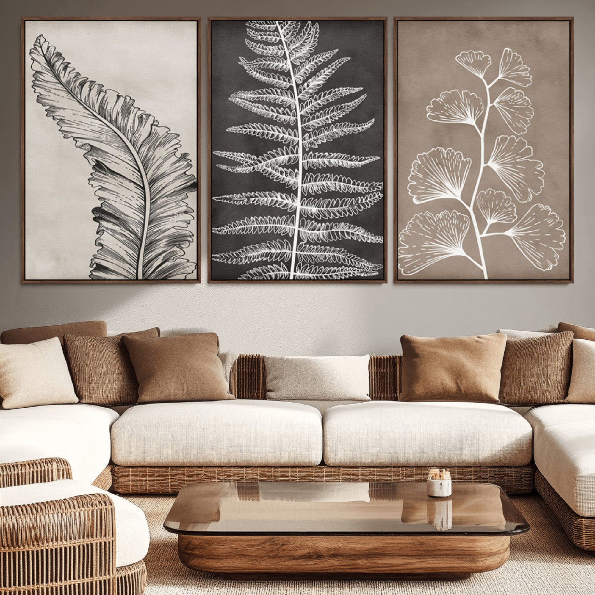 97474-MGV-CV-36X24-Minimalist Botanical Wall Art Canvas Print, Framed and Ready to Hang - Nature Art Print for Home