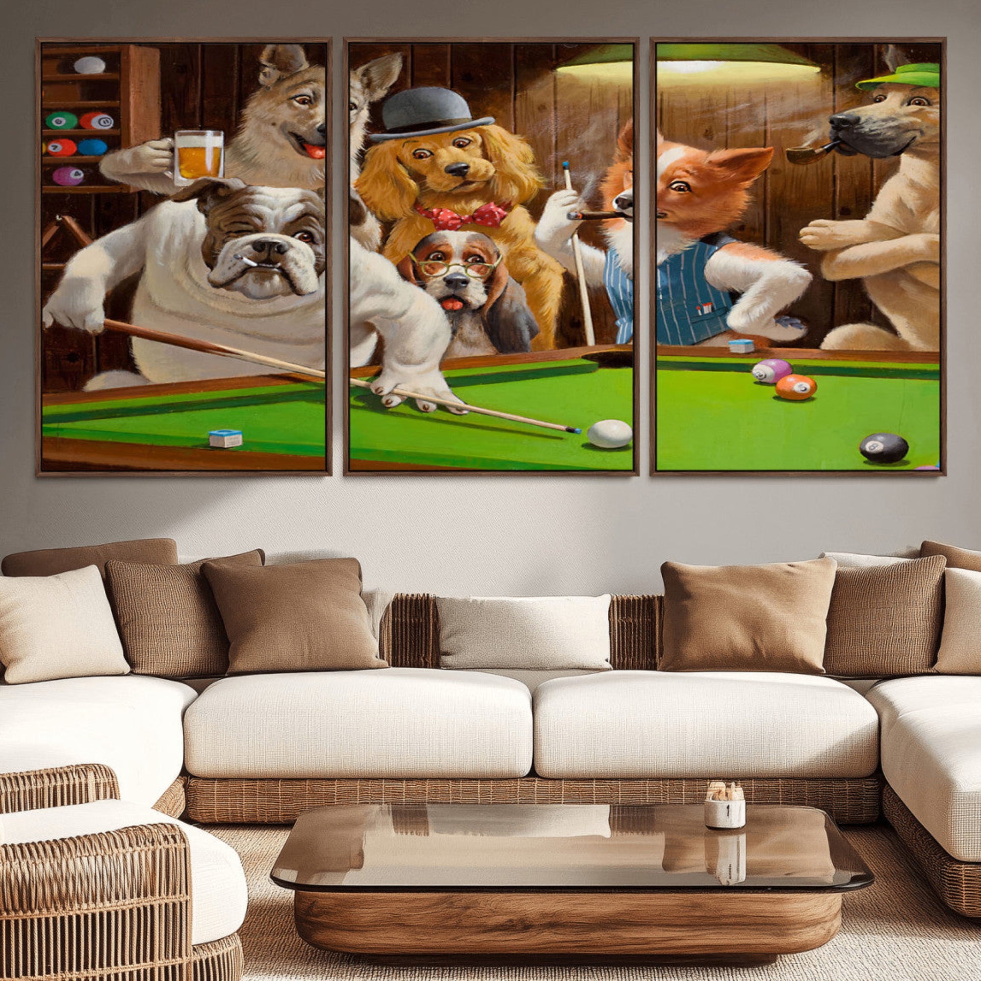 34228-MGV-CV-36X24-Dogs Playing Pool Canvas Wall Art Funny Gifts Dog Print