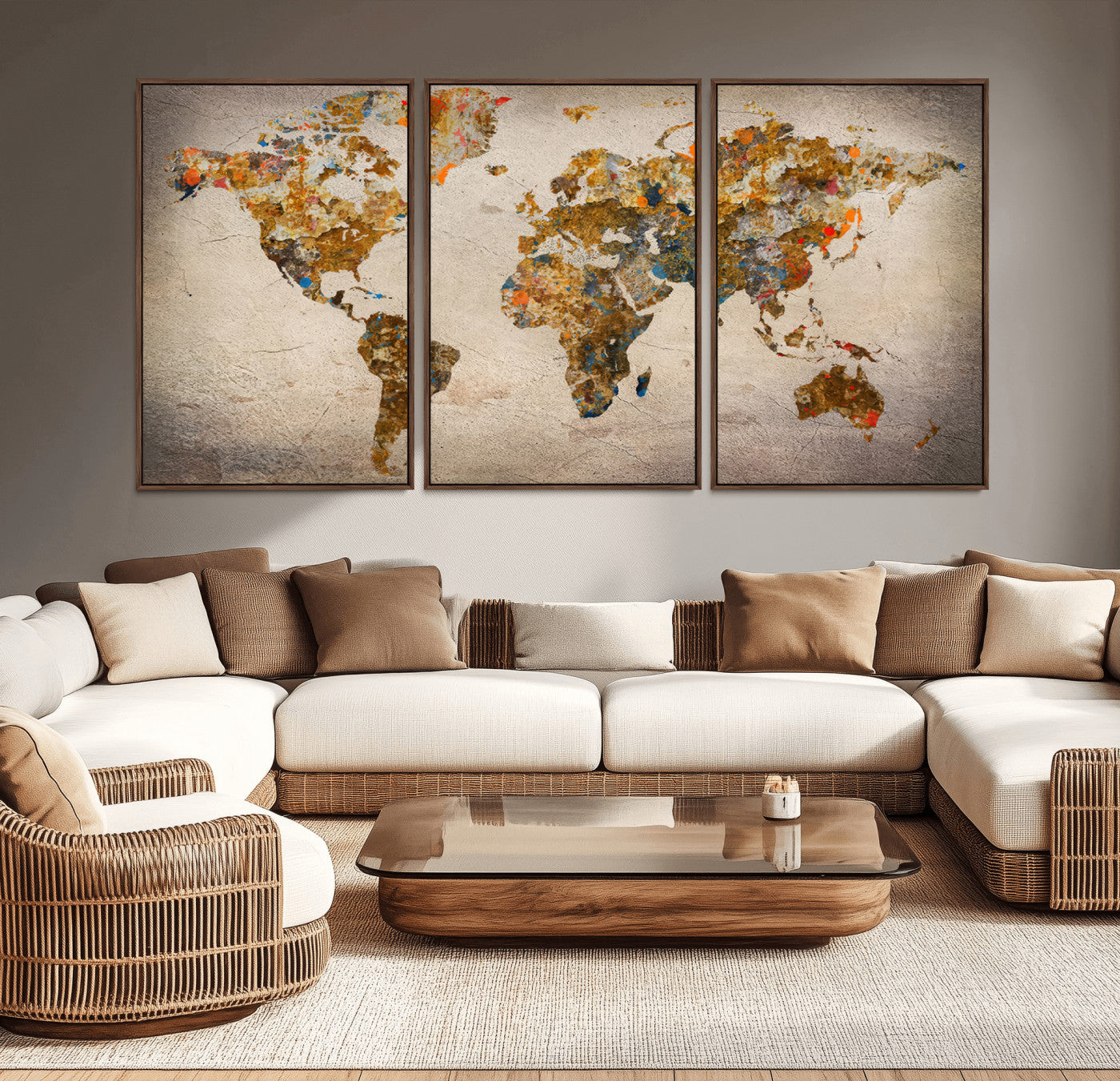MGV-FC-60X30-3P - Push Pin World Map Canvas Print – Framed Wall Art for Couples to Track Their Travels – Anniversary