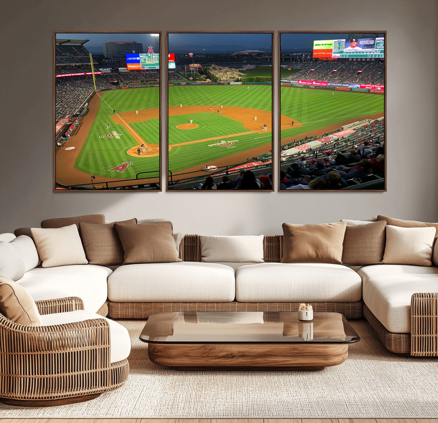 MGV-FC-60X30-3P - Angel Stadium Aerial View – Los Angeles Angels Baseball Canvas Print, Framed, Ready to Hang