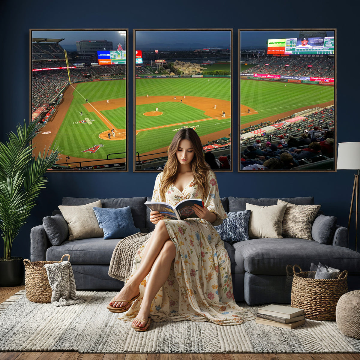 93707-MGV-CV-36X24 - Angel Stadium Aerial Canvas Print | Los Angeles Angels Baseball