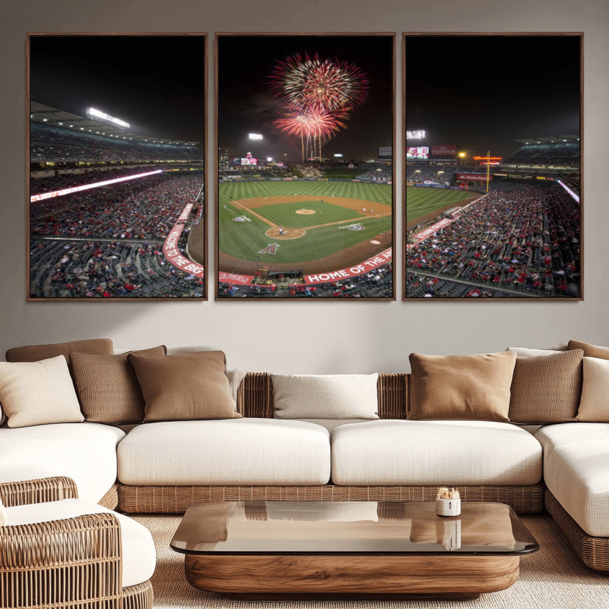 63592-MGV-CV-36X24-Fireworks at Angel Stadium – Los Angeles Angels Canvas Print, Framed Los Angeles Angels Wall Art