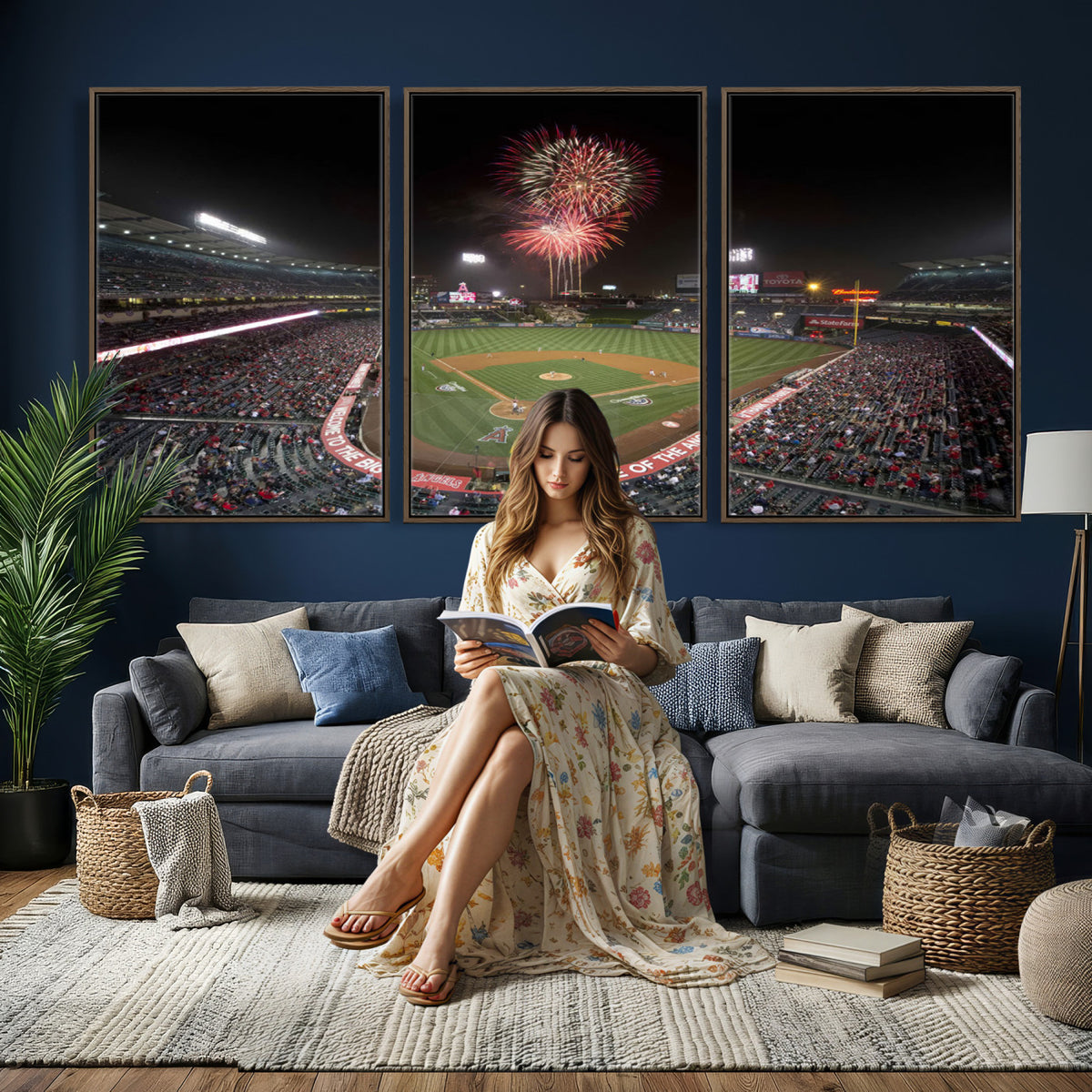 63592-MGV-CV-36X24 - Angel Stadium in Los Angeles Stadium Wall Art Canvas Print