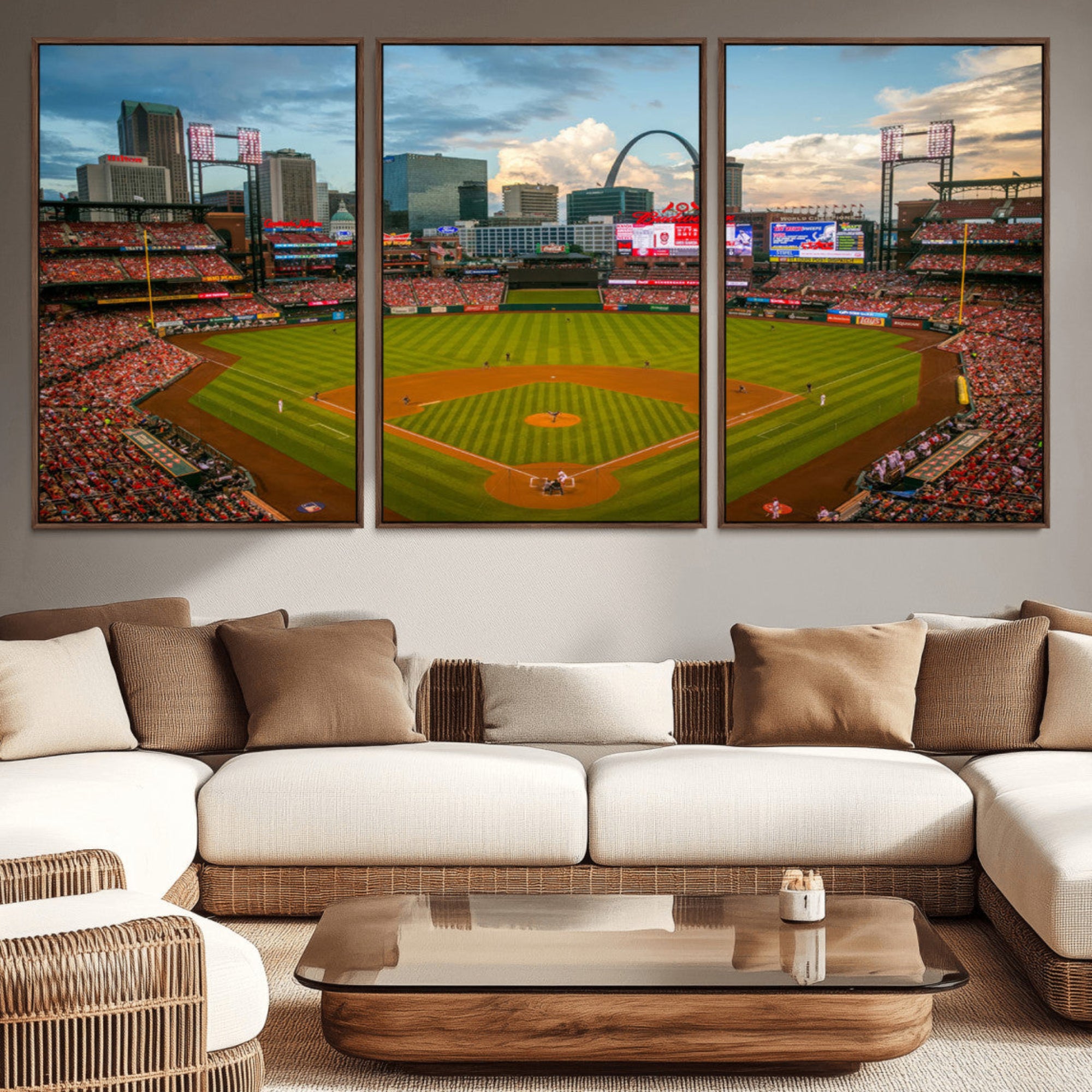 91908-MGV-CV-36X24-Busch Stadium Wall Art Print | St. Louis Cardinals Baseball Stadium Canvas Print | Framed Sports