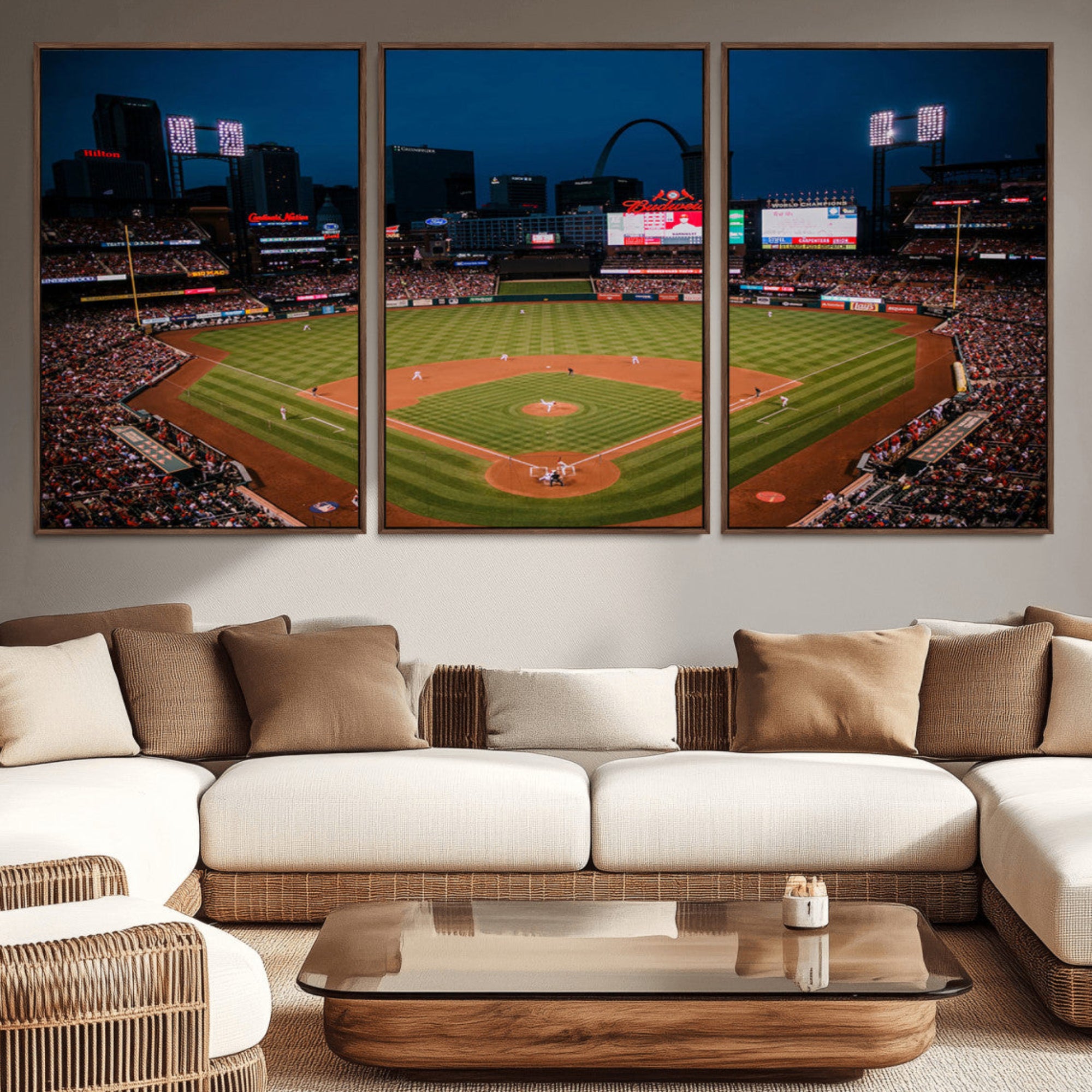 38612-MGV-CV-36X24-St. Louis Cardinals Baseball Team Print - Busch Stadium Wall Art Canvas Print