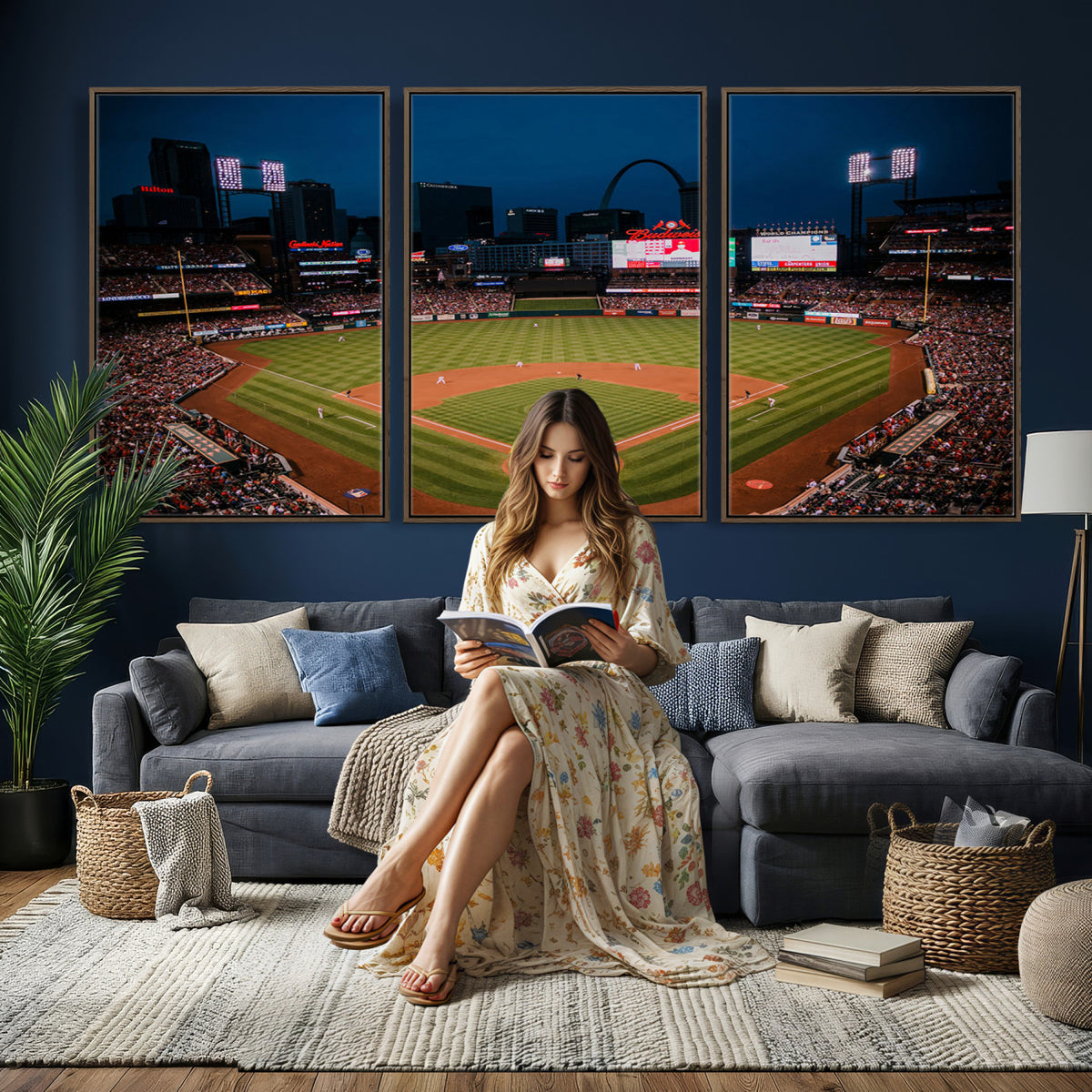 38612-MGV-CV-36X24 - St. Louis Cardinals Baseball Team Print - Busch Stadium Wall Art