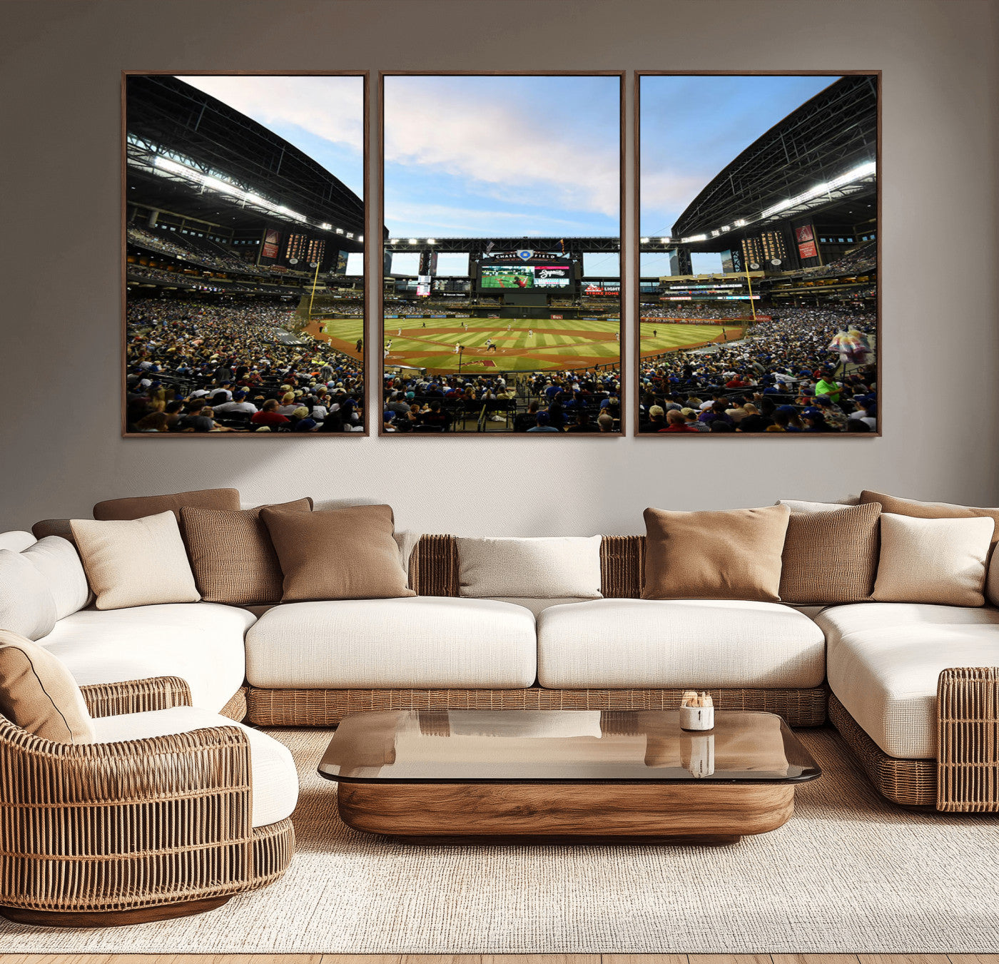 MGV-FC-60X30-3P - Arizona Diamondbacks Baseball Team Print - Phoenix Chase Field Stadium Wall Art Canvas Print