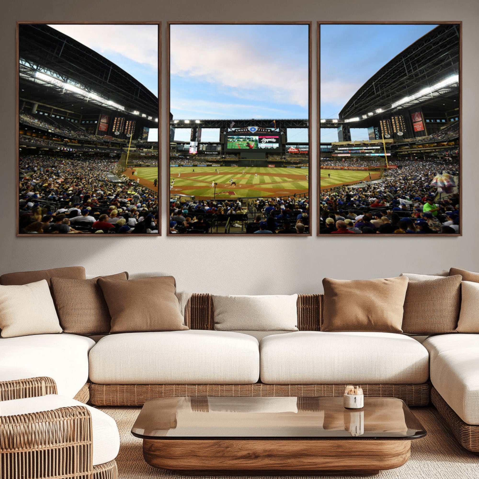 92672-MGV-CV-36X24-Arizona Diamondbacks Team Print - Phoenix Chase Field Stadium Wall Art Canvas Print