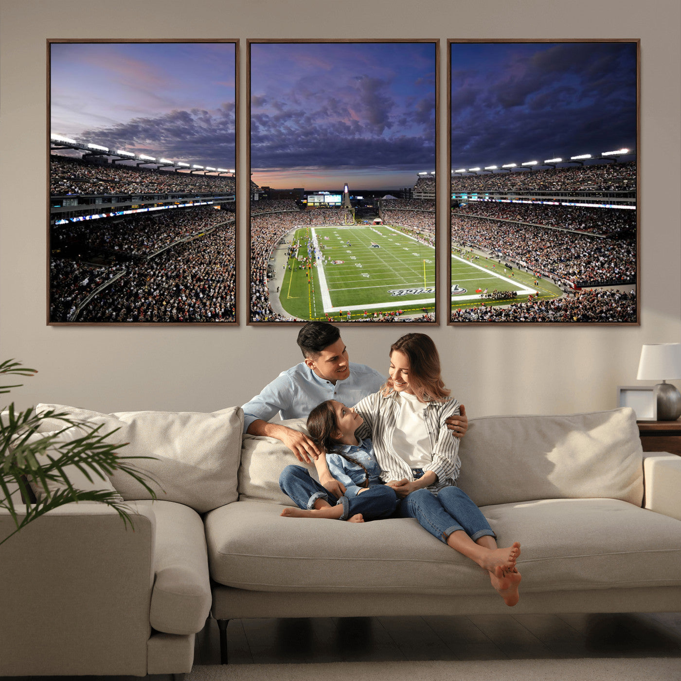 MGV-FC-60X30-3P - New England Patriots Football Team Print - Foxborough Gillette Stadium Wall Art Canvas Print