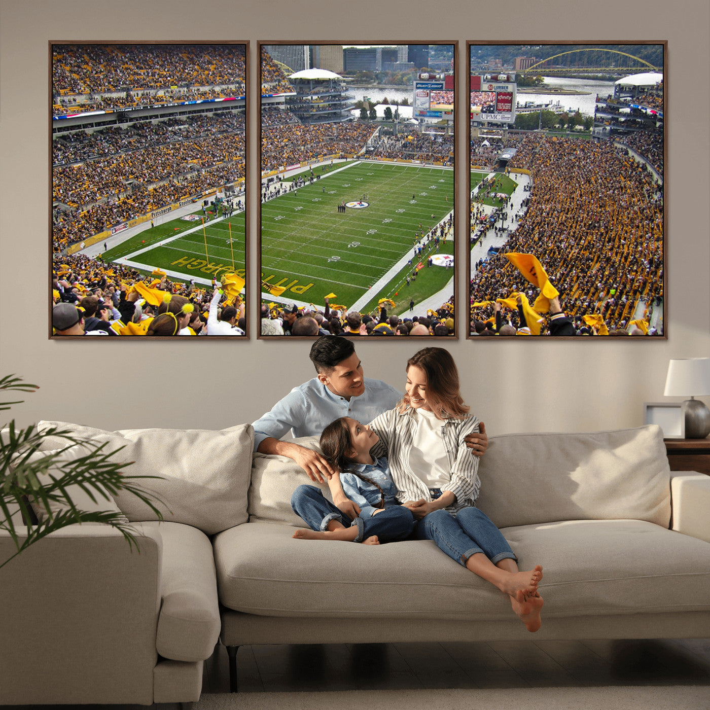 MGV-FC-60X30-3P - Pittsburgh Steelers Football Team Print - Pittsburgh Heinz Field Stadium Wall Art Canvas Print