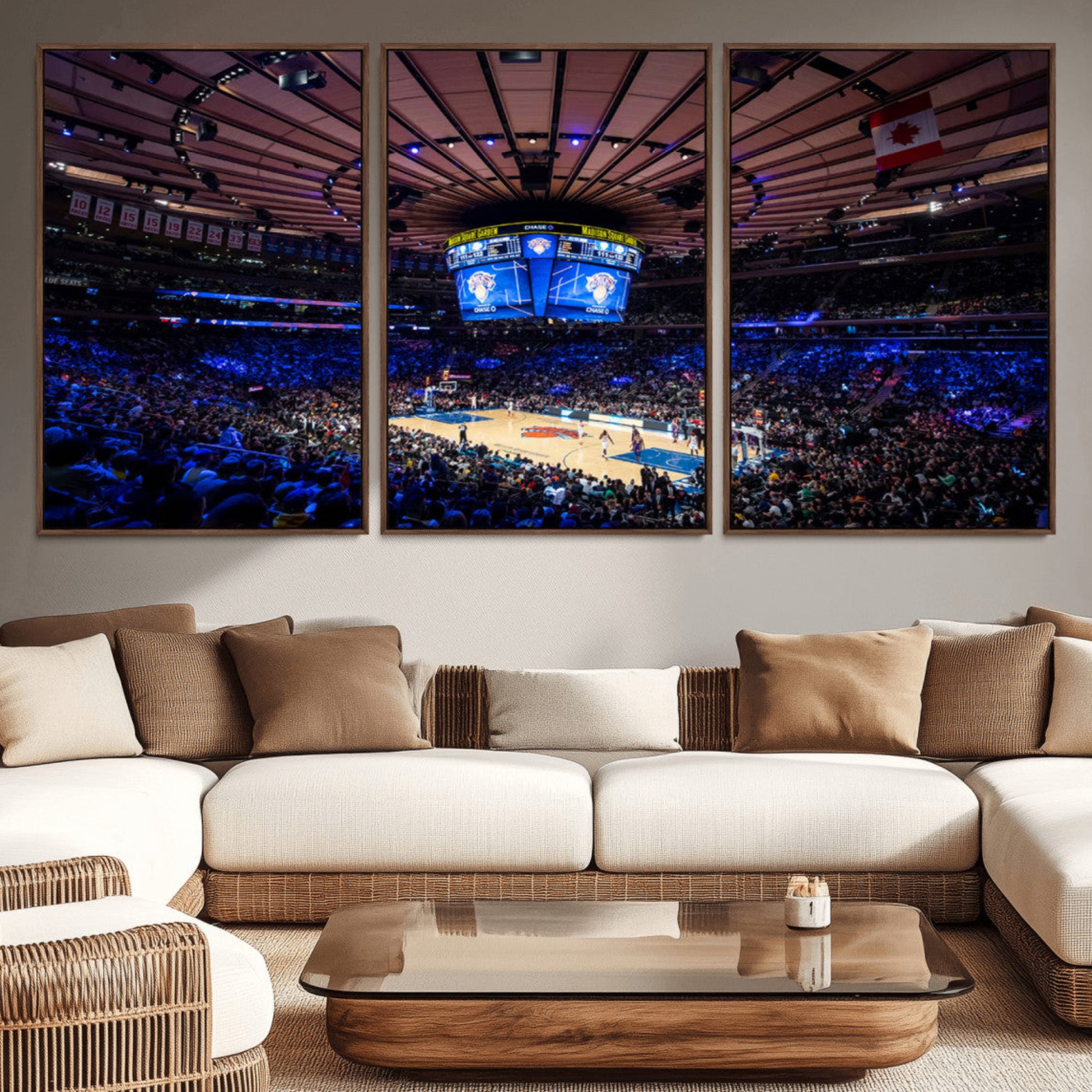 20491-MGV-CV-36X24-Madison Square Garden Basketball Print Canvas- Madison Square Garden Basketball Game Triple Canvas
