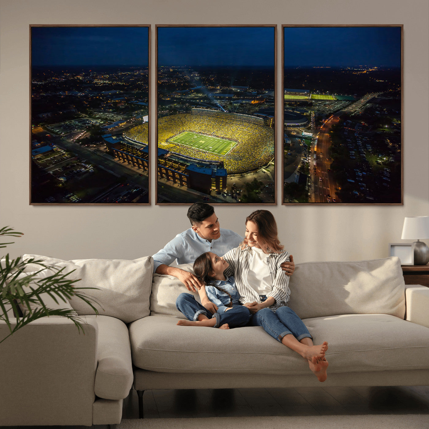MGV-FC-60X30-3P - Michigan Wolverines Football Team Print - Michigan Stadium Wall Art Canvas Print