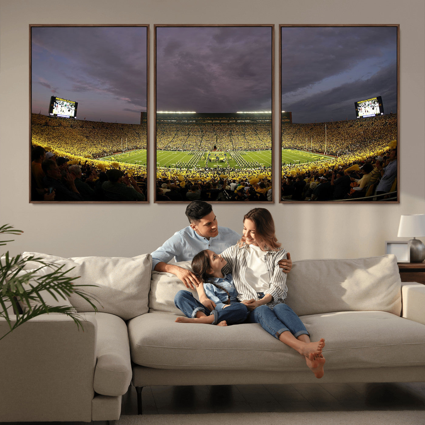 MGV-FC-60X30-3P - Michigan Wolverines Football Team Print - Michigan Stadium Wall Art Canvas Print