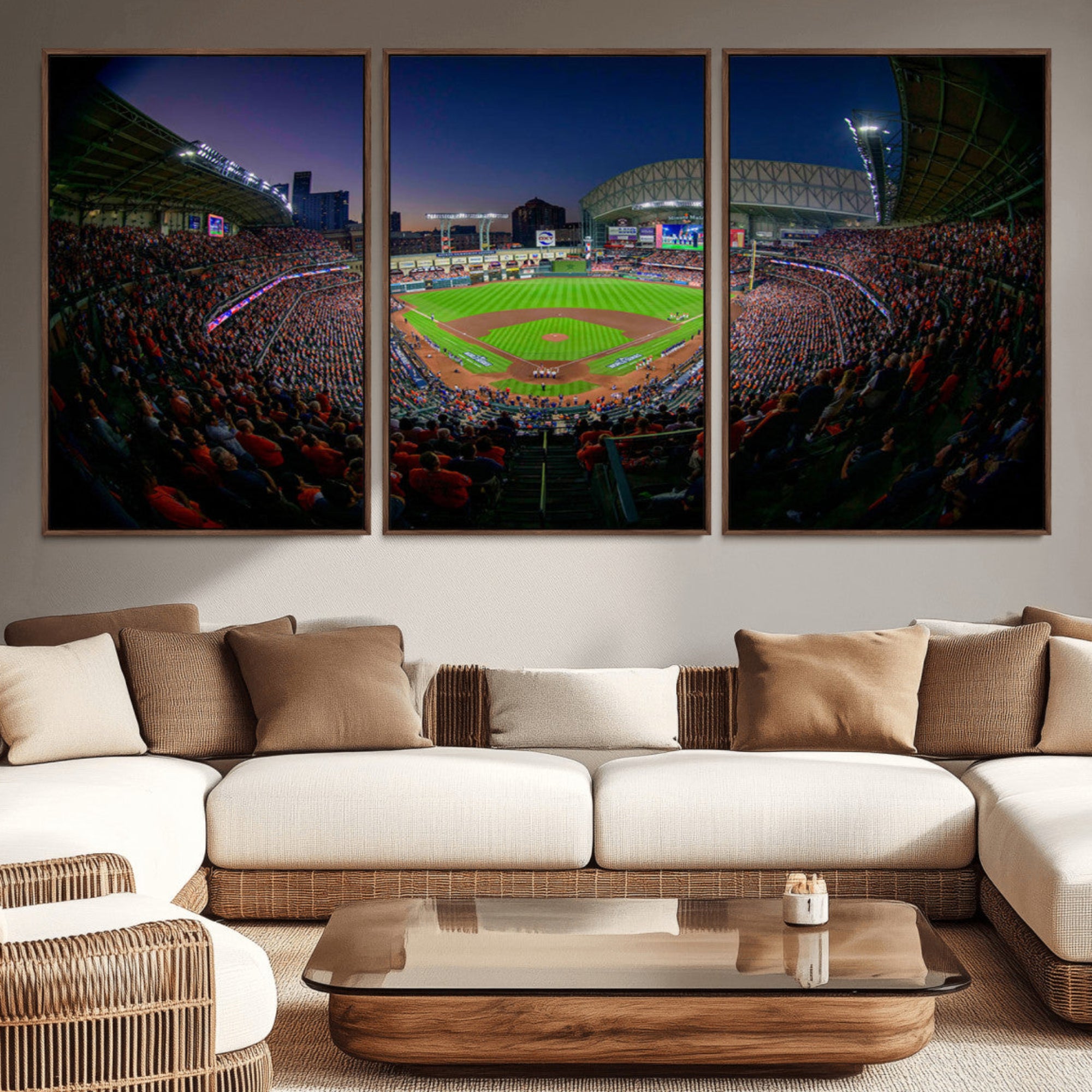 44322-MGV-CV-36X24-Houston Astros Baseball Print Canvas - Houston Minute Maid Park Stadium Wall Art Canvas Print