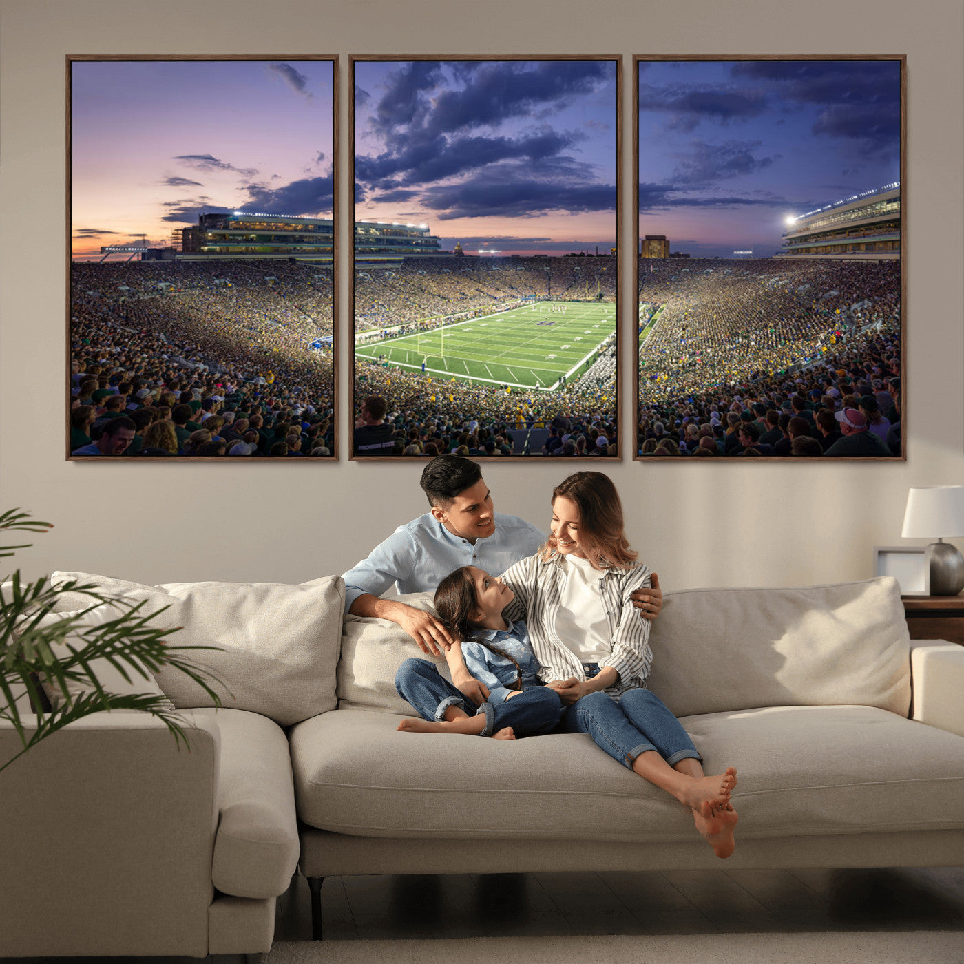 MGV-FC-60X30-3P - Notre Dame Fighting Irish Football Team Print - Notre Dame Stadium Wall Art Canvas Print
