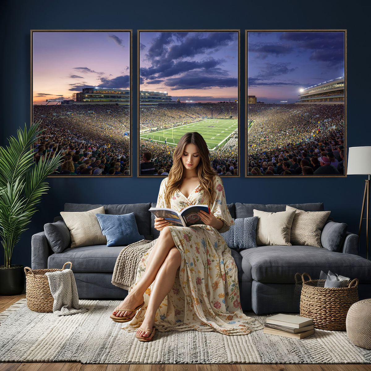 50825-MGV-CV-36X24 - Notre Dame Fighting Irish Football Team Print, Notre Dame Stadium Wall Art Canvas Print
