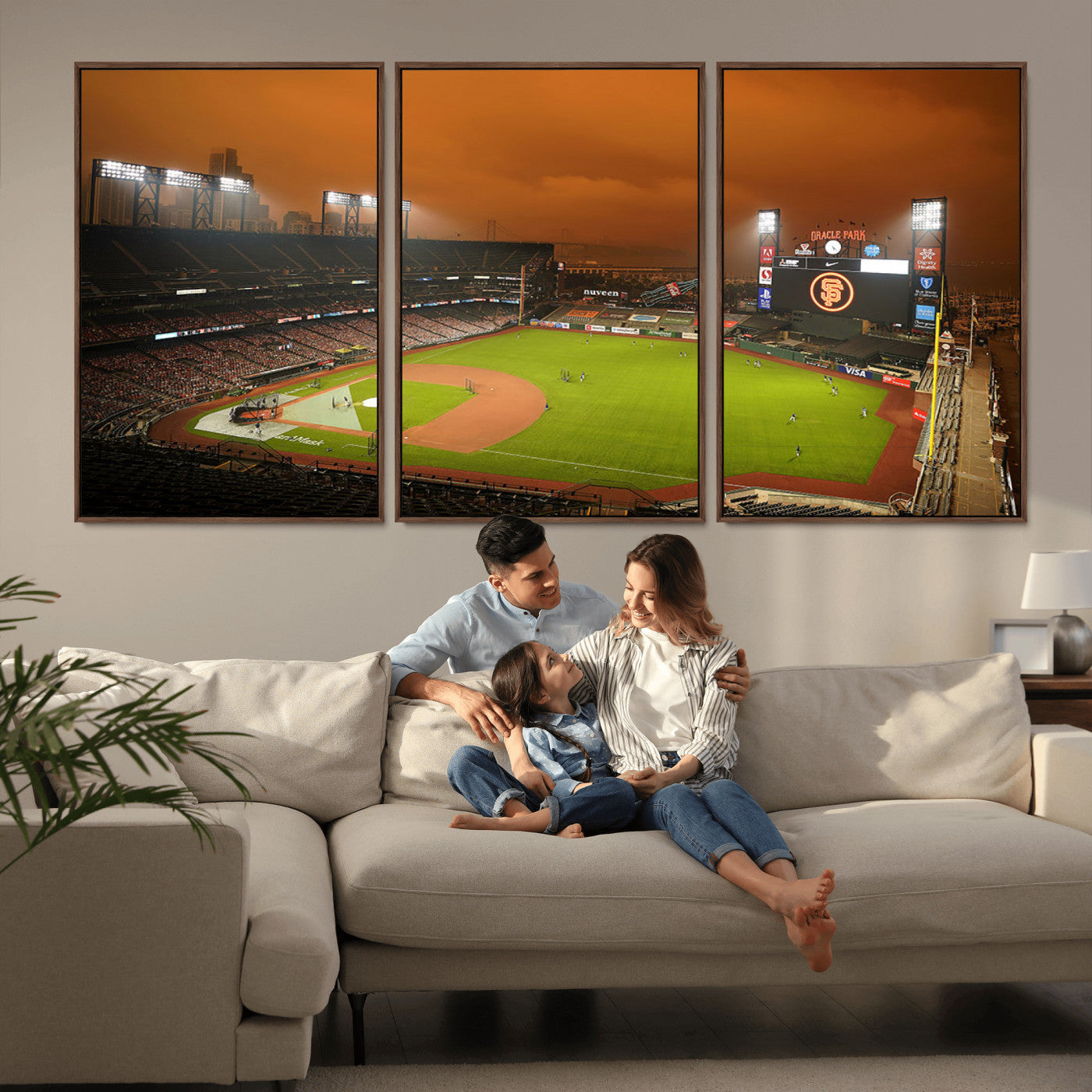 MGV-FC-60X30-3P - San Francisco Giants Baseball Team Print - Oracle Park Stadium Wall Art Canvas Print