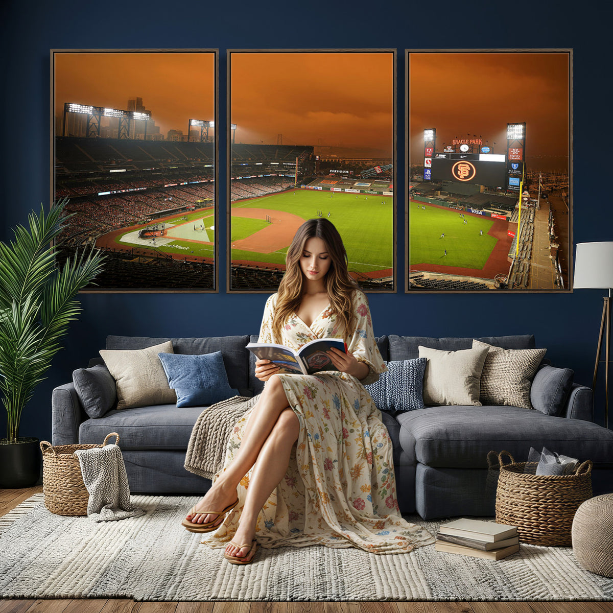 31315-MGV-CV-36X24 - San Francisco Giants Baseball Team Print, Oracle Park Stadium Wall Art Canvas Print