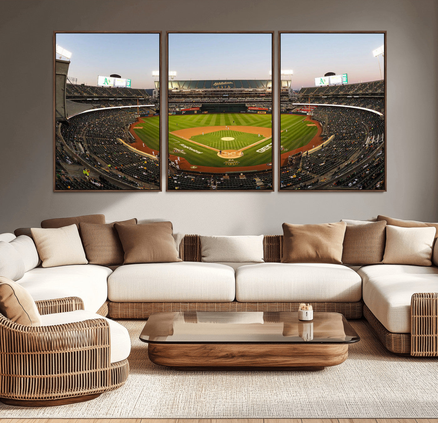 MGV-FC-60X30-3P - Oakland Athletics Baseball Team Print - RingCentral Coliseum Stadium Wall Art Canvas Print