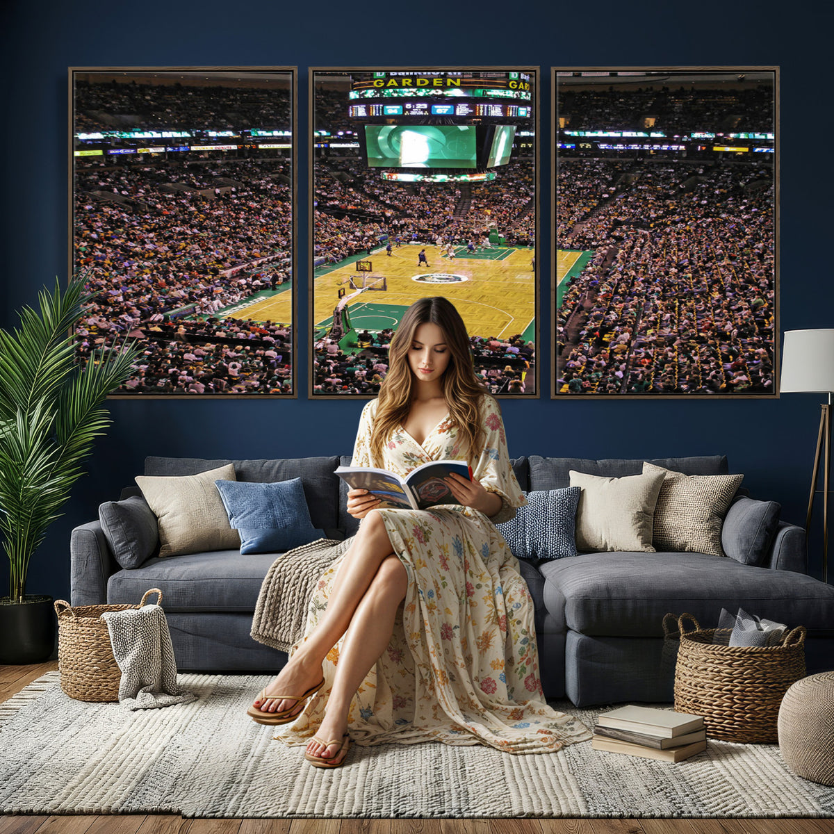 21705-MGV-CV-36X24 - TD Garden Basketball Canvas Wall Art | Boston Celtics Live Action