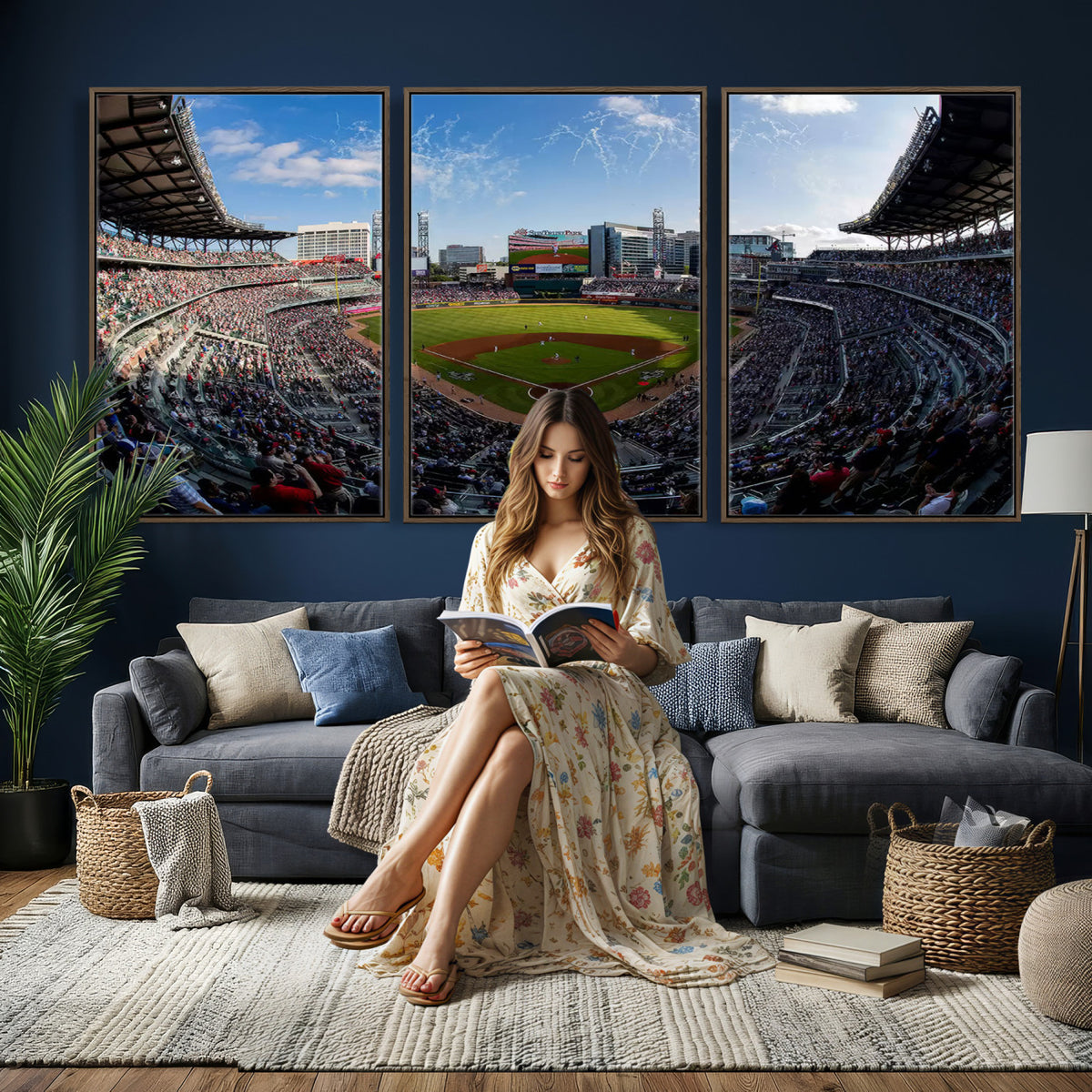 78608-MGV-CV-36X24 - Truist Park Stadium Canvas Wall Art, Atlanta Braves Game Day Decor
