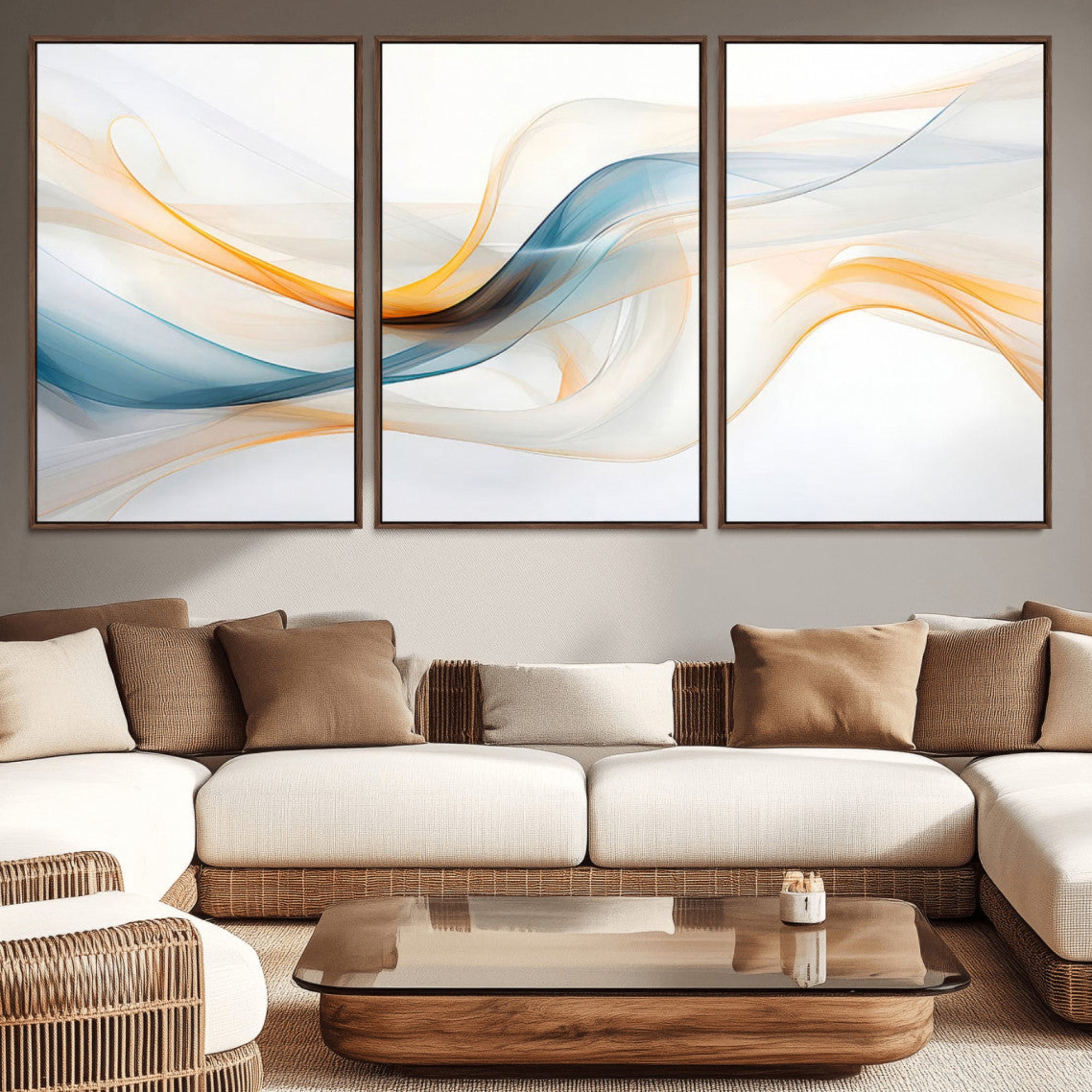 60881-MGV-CV-36X24-Decorative Turquoise Abstract Wave Wall Art Canvas Print