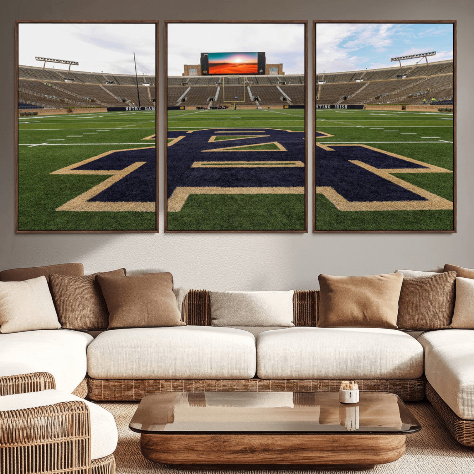 52835-MGV-CV-36X24-Notre Dame Stadium Giclee Canvas Print | Triptych Wall Art Featuring Iconic Notre Dame Football
