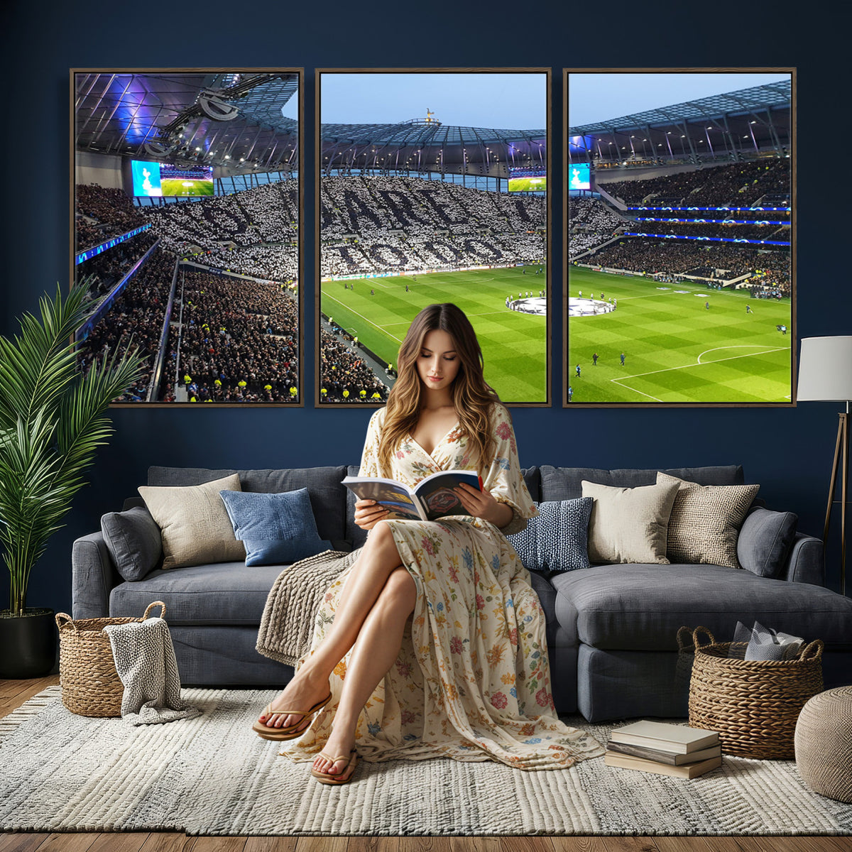 38765-MGV-CV-36X24 - Tottenham Hotspur Stadium Canvas Print, Match Day Triple Canvas Wall Art