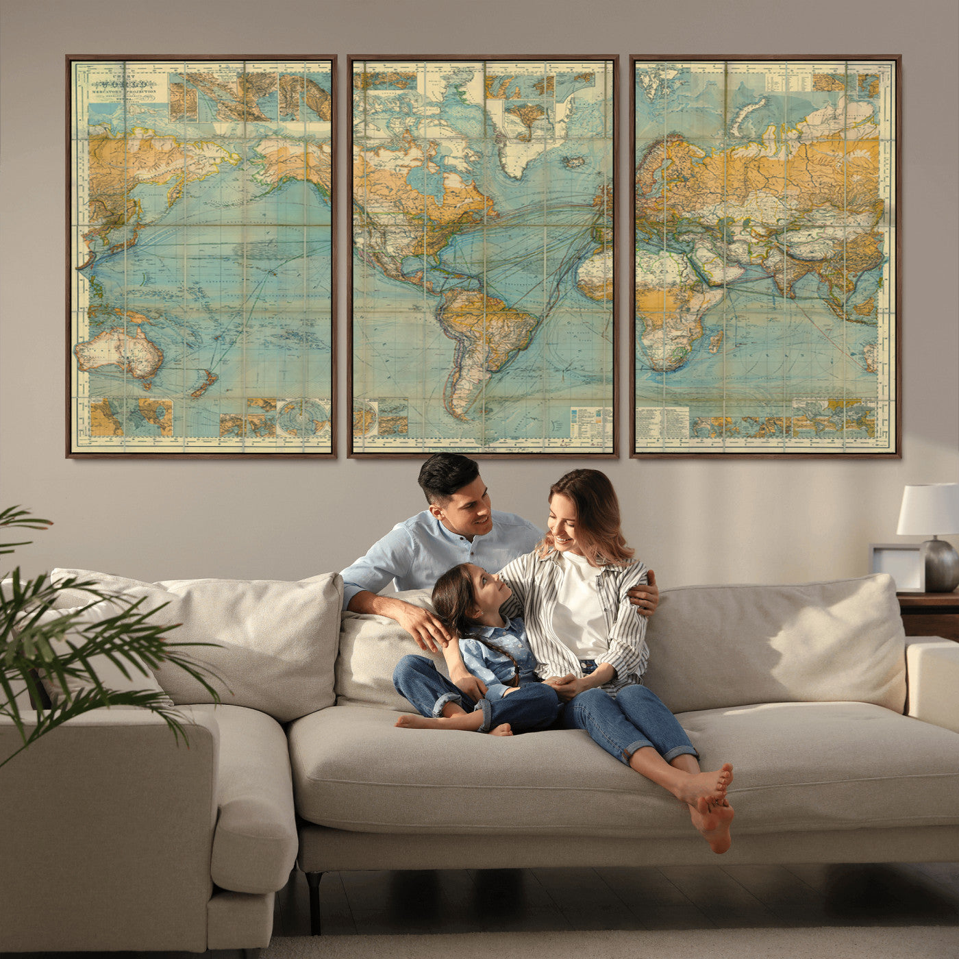 MGV-FC-60X30-3P - Push Pin World Map Canvas Print – Framed Wall Art for Couples to Track Their Travels – Anniversary