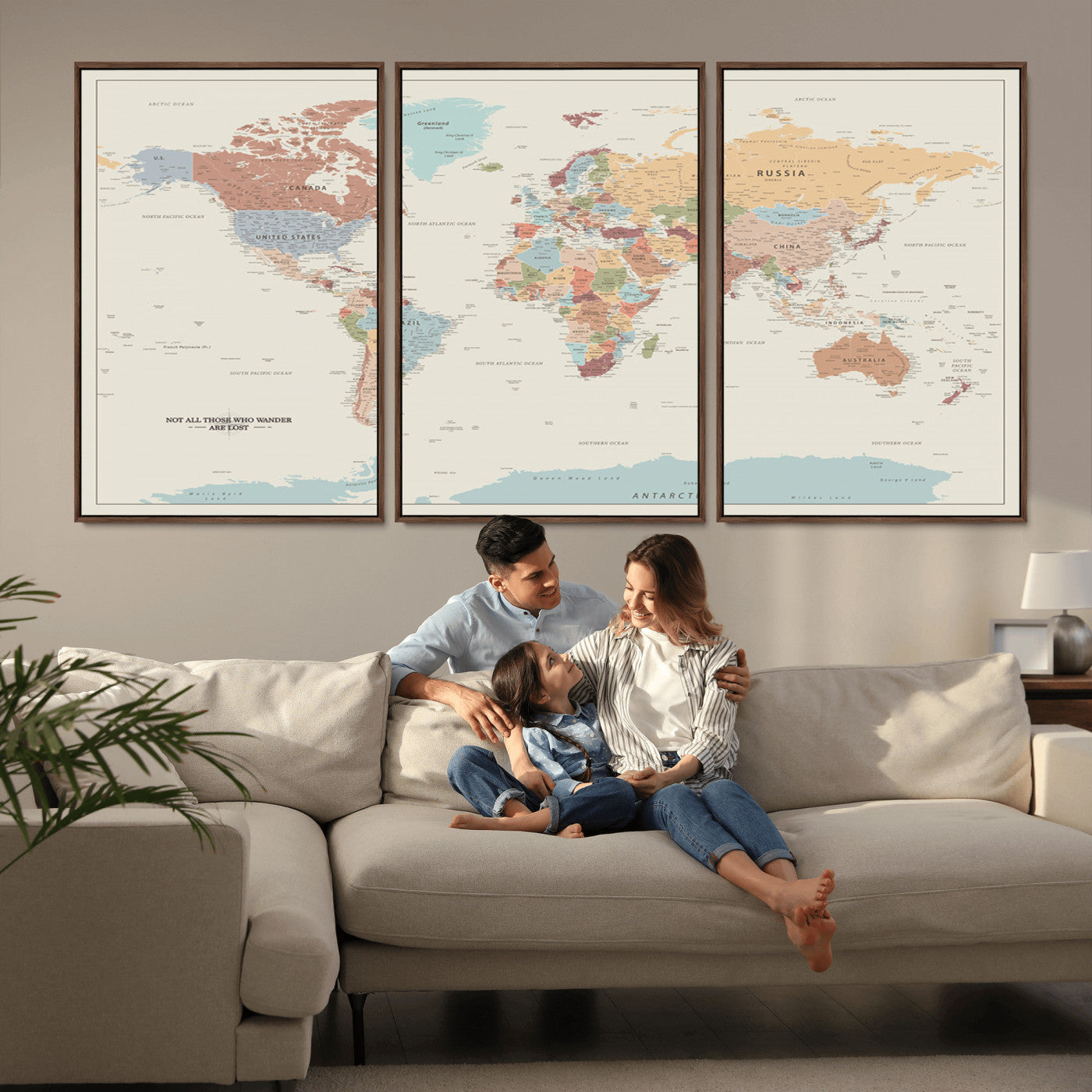 MGV-FC-60X30-3P - Push Pin World Map Canvas Print – Framed Wall Art for Couples to Track Their Travels – Anniversary